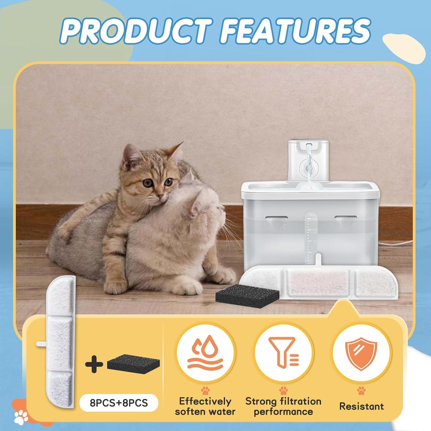 Filtros de Reemplazo 8PCS Downy Paws para Fuente de Agua Gatos
