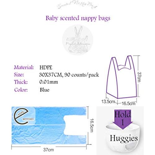 Bolsas Desechables para Pañales Dergik, 180 Unidades, Azul