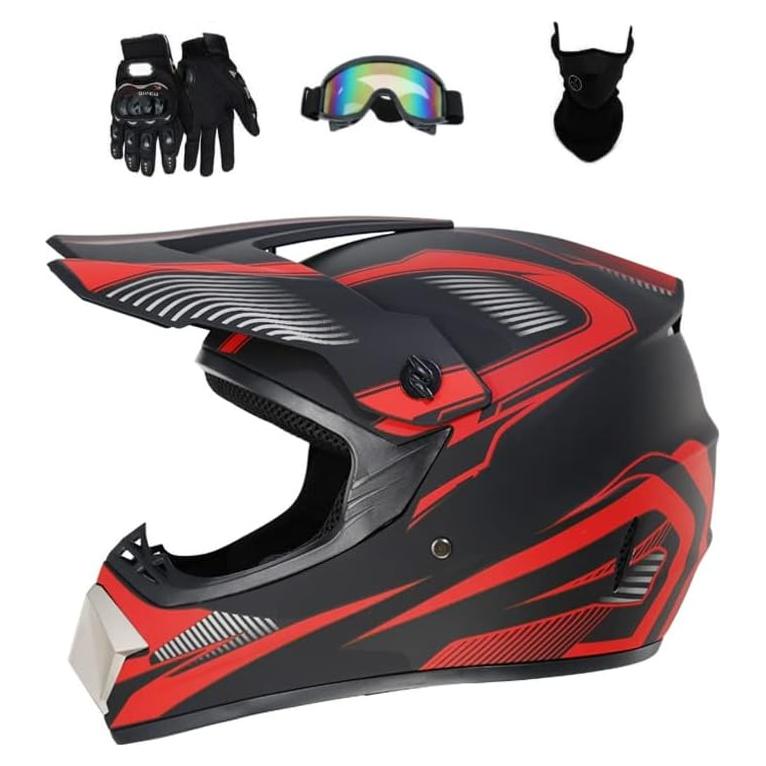 Casco Integral Senhill para Motocross con Guantes y Gafas