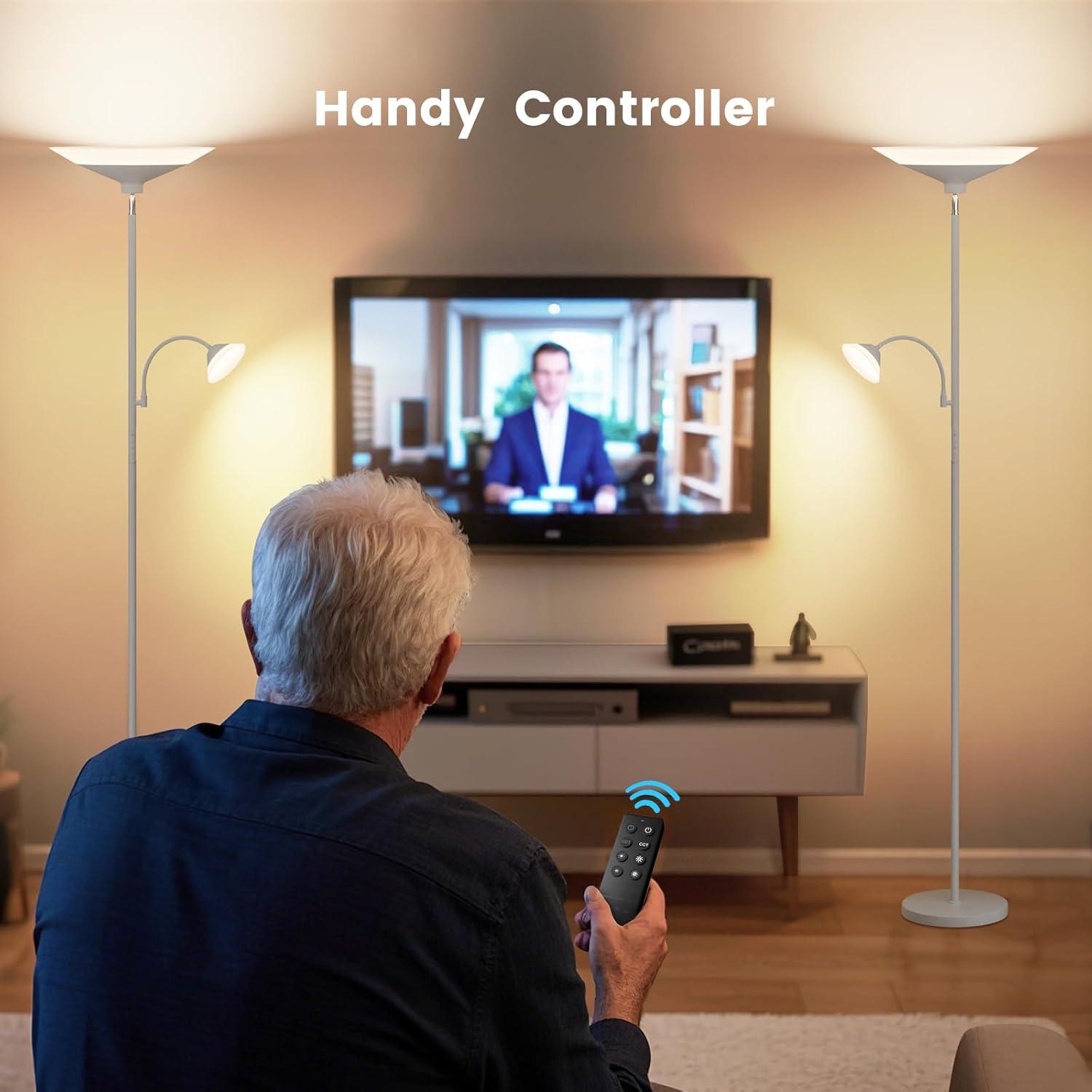 Lámpara de Pie Torchiere SIBRILLE 34W Gris Plateado Regulable