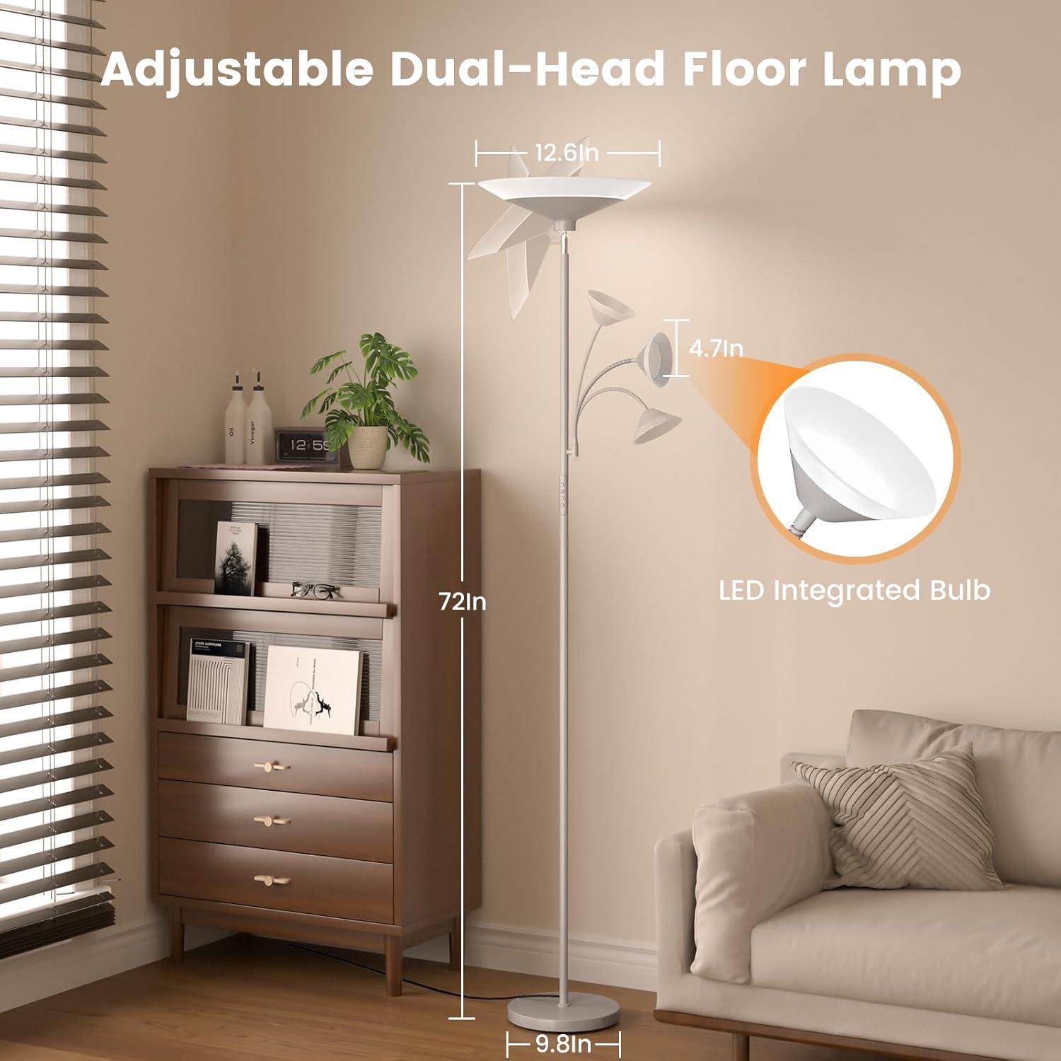 Lámpara de Pie Torchiere SIBRILLE 34W Gris Plateado Regulable