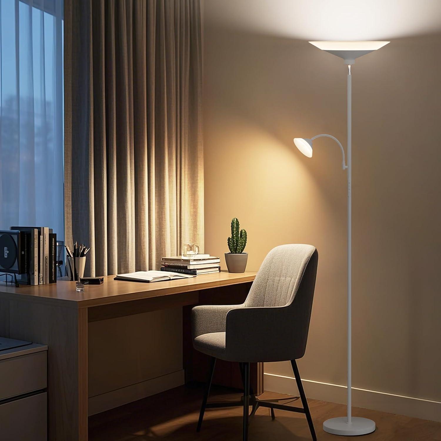 Lámpara de Pie Torchiere SIBRILLE 34W Gris Plateado Regulable