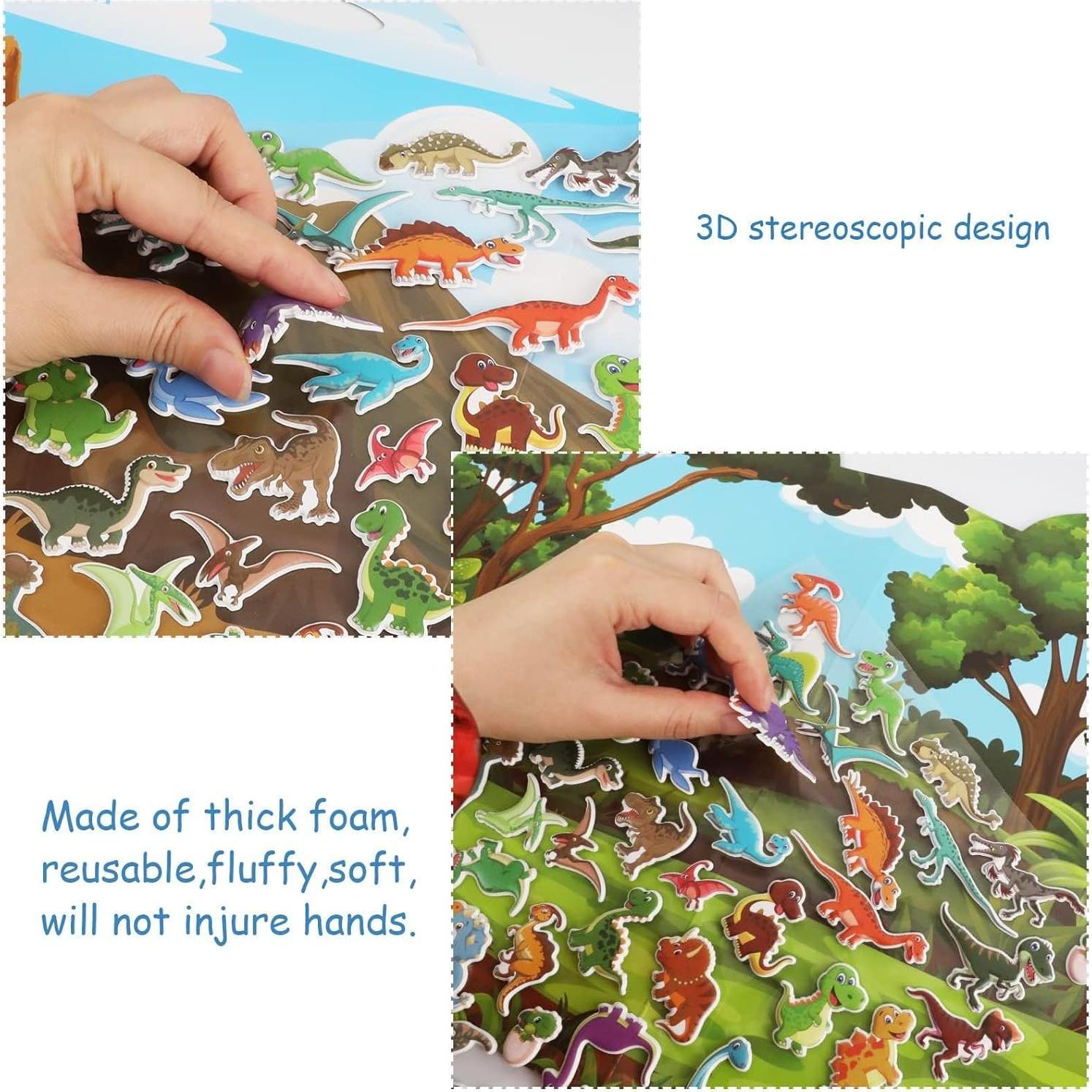 Juego de Stickers 3D de Dinosaurios Tevxj - 100 Calcomanías Reutilizables
