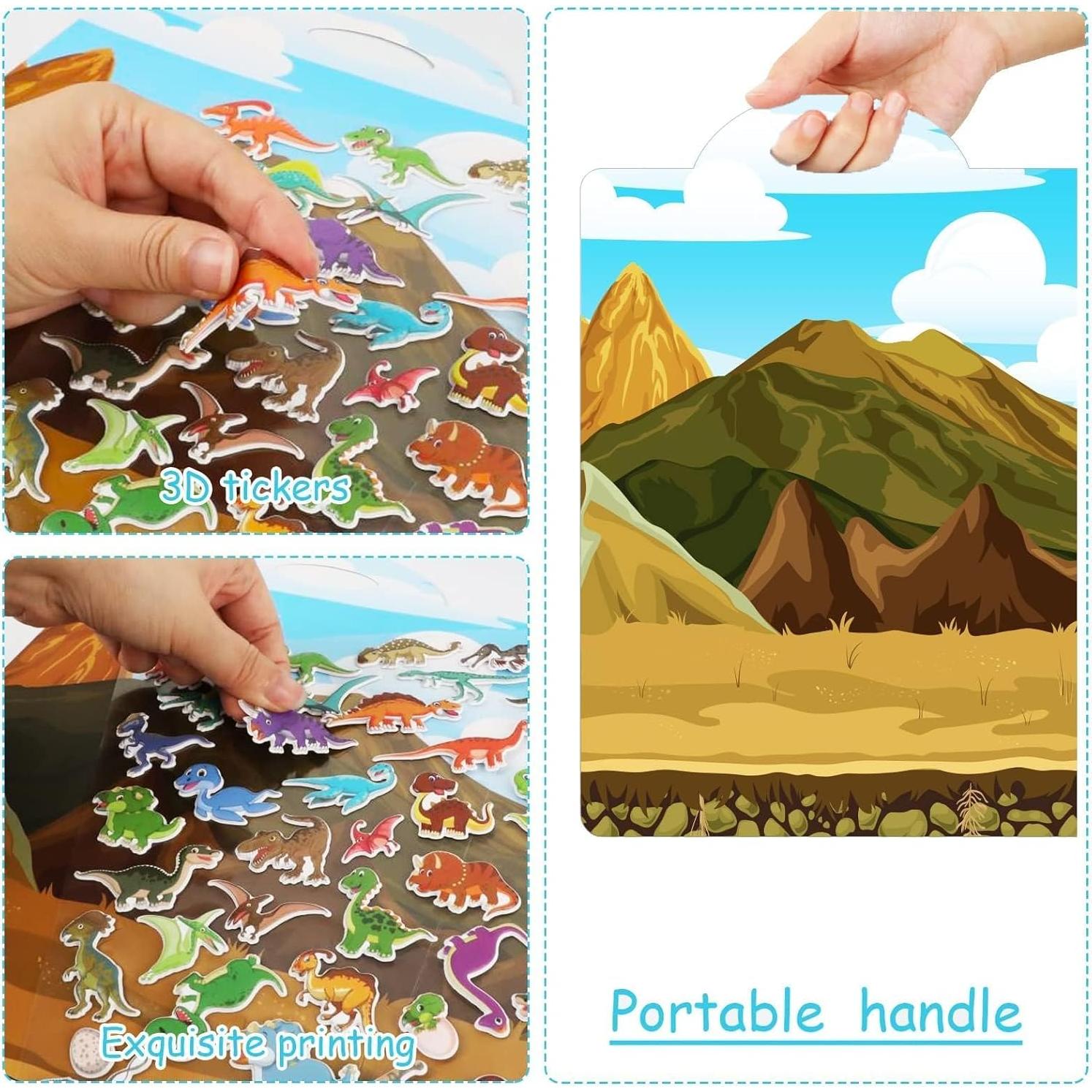Juego de Stickers 3D de Dinosaurios Tevxj - 100 Calcomanías Reutilizables