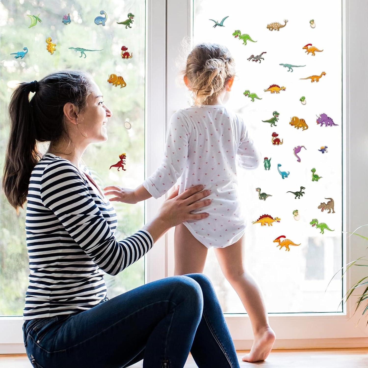 Juego de Stickers 3D de Dinosaurios Tevxj - 100 Calcomanías Reutilizables