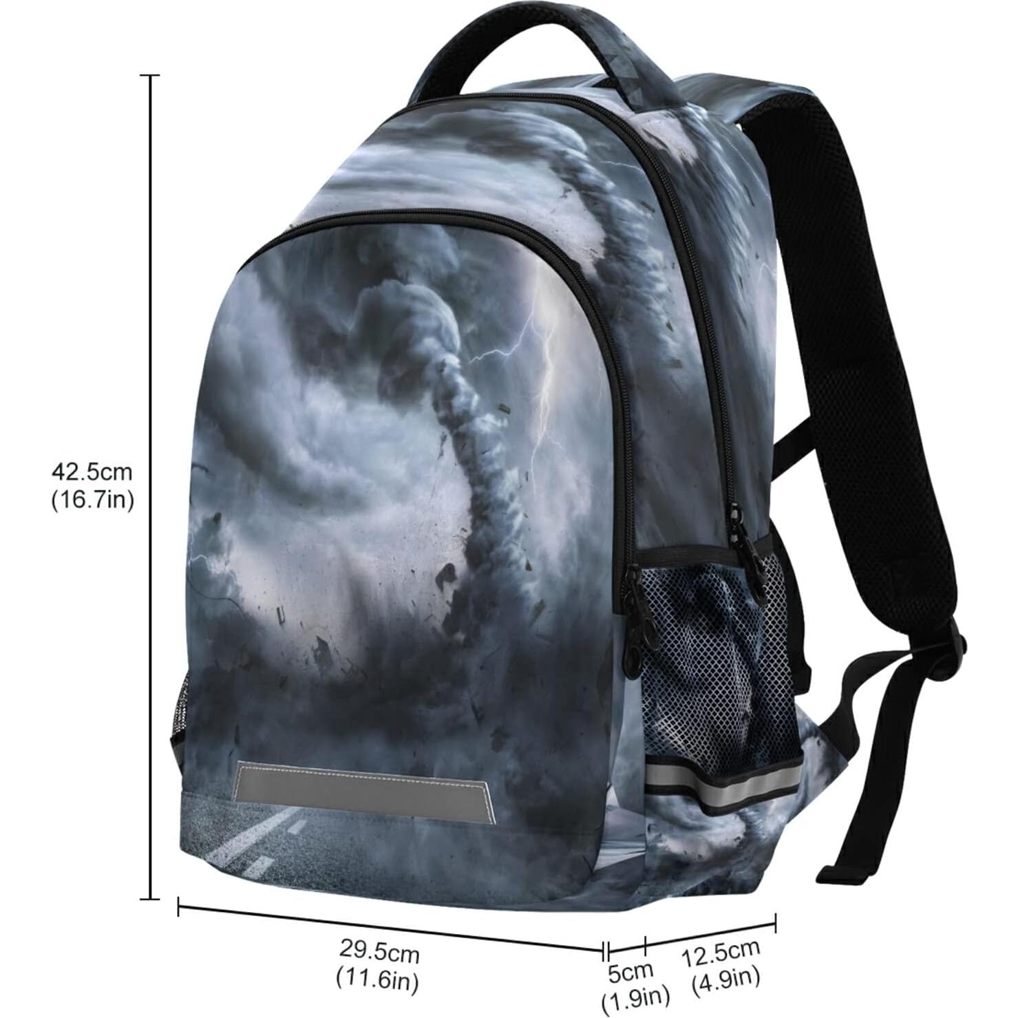 Mochila Escolar Vozoza Tornado Negra para Niños y Niñas 29.5L
