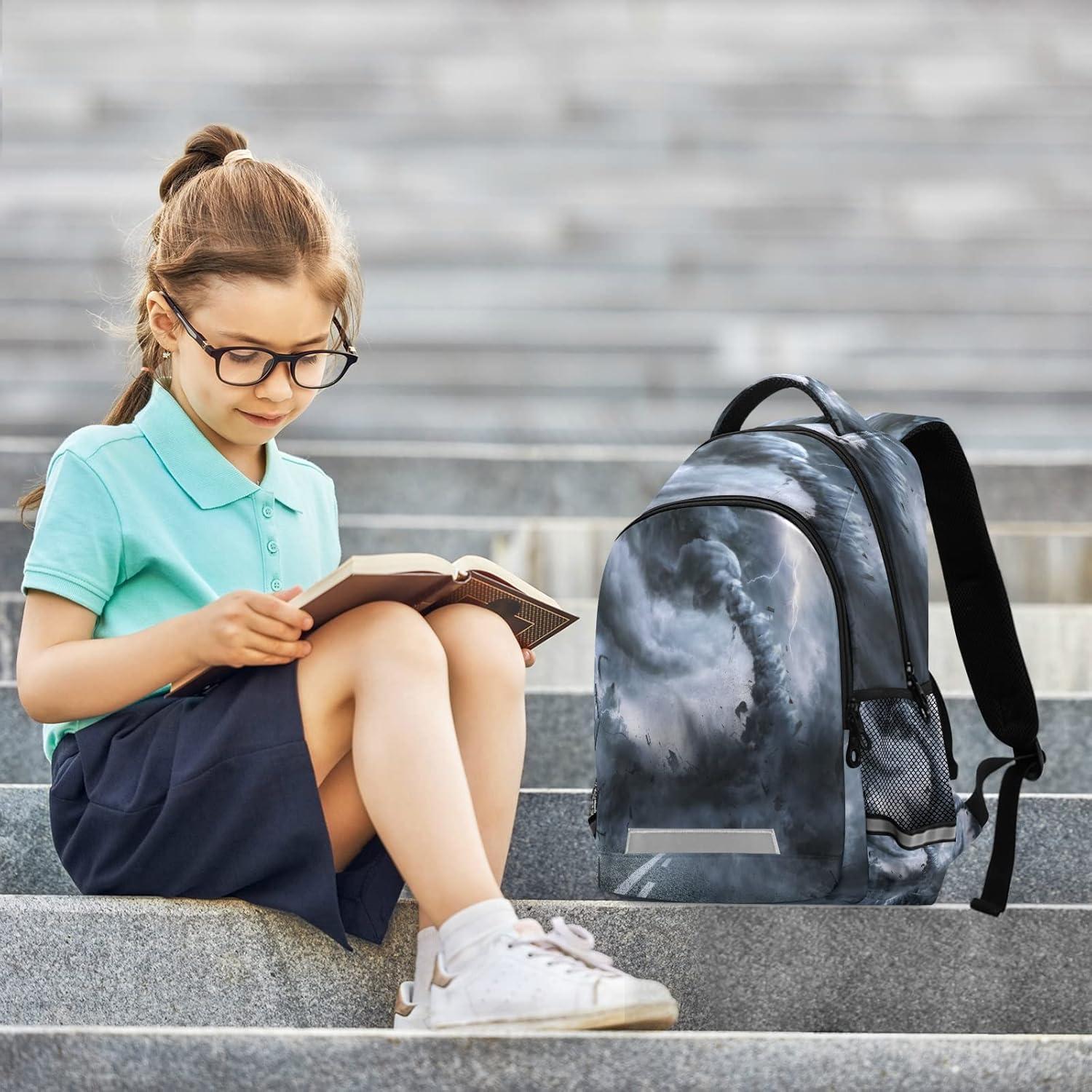 Mochila Escolar Vozoza Tornado Negra para Niños y Niñas 29.5L