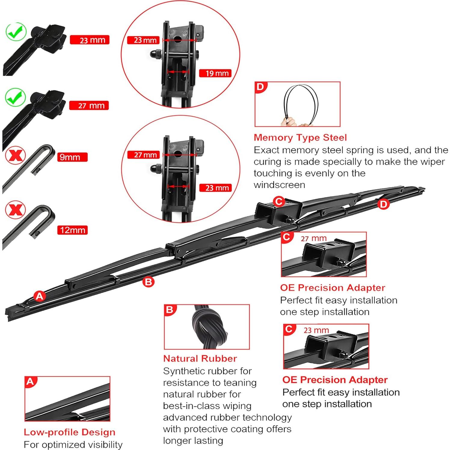 Limpiaparabrisas HOOJUKE 40" para RV con 2 Recargas de Goma