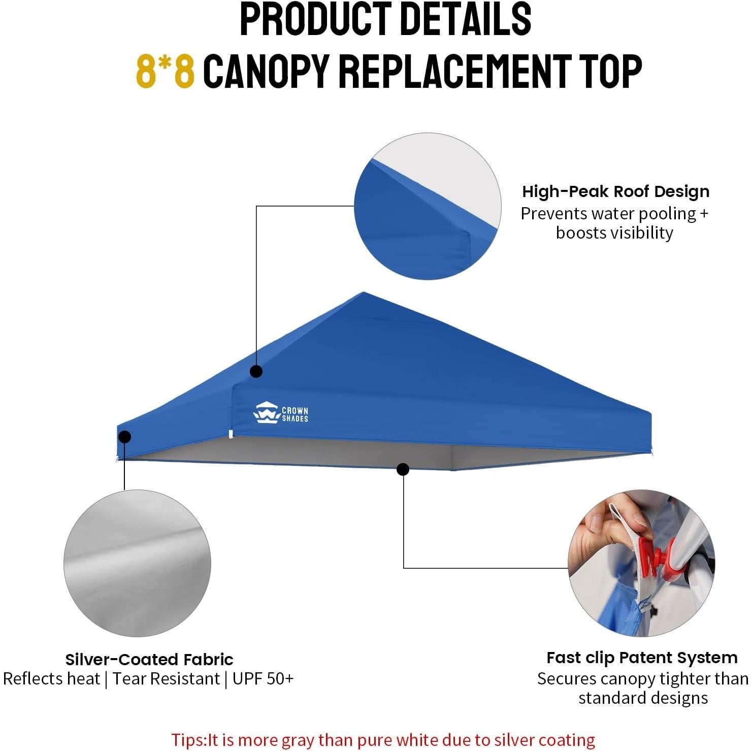 Cubierta de Reemplazo Crown Shades RS64F 8x8 Azul con Ventilación