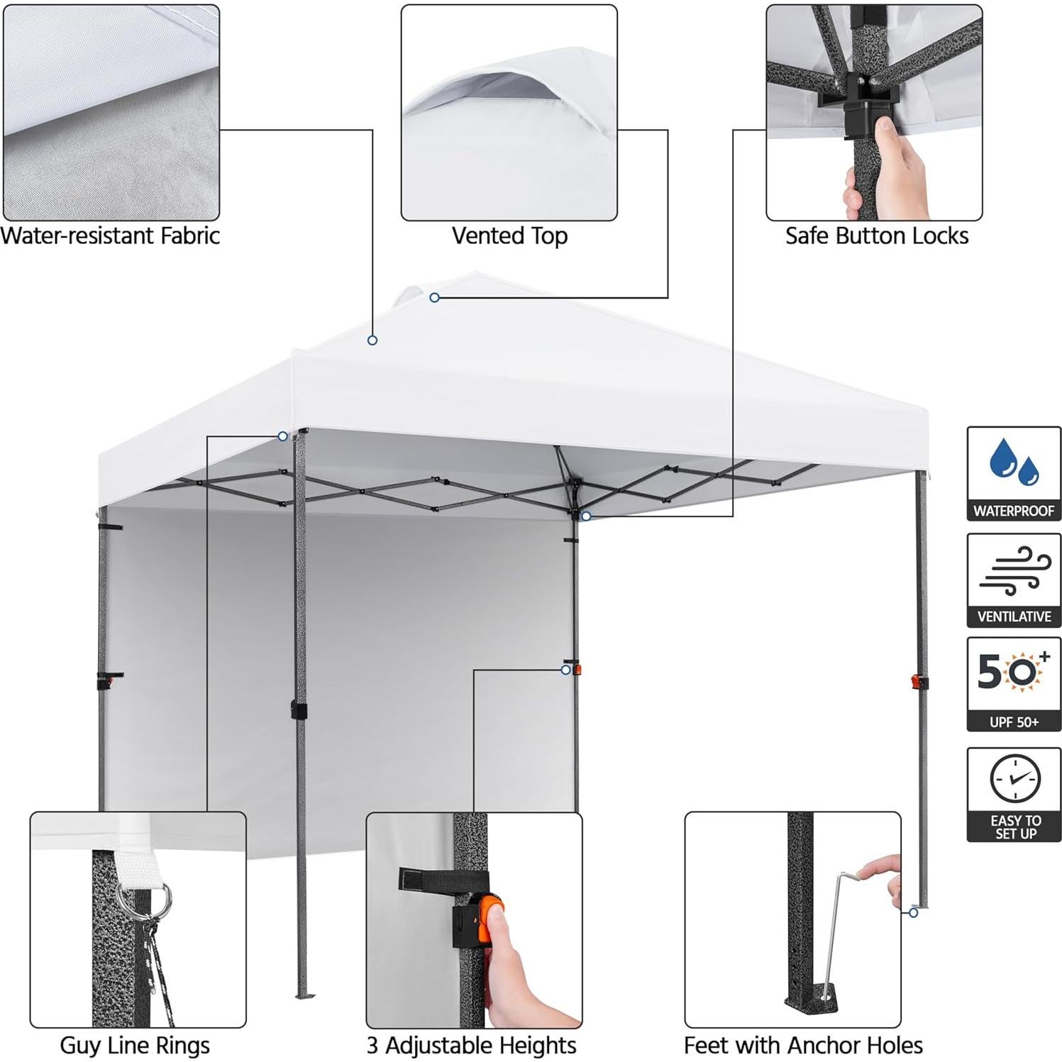 Carpa Plegable 3x3m Yaheetech con Pared Lateral y Accesorios