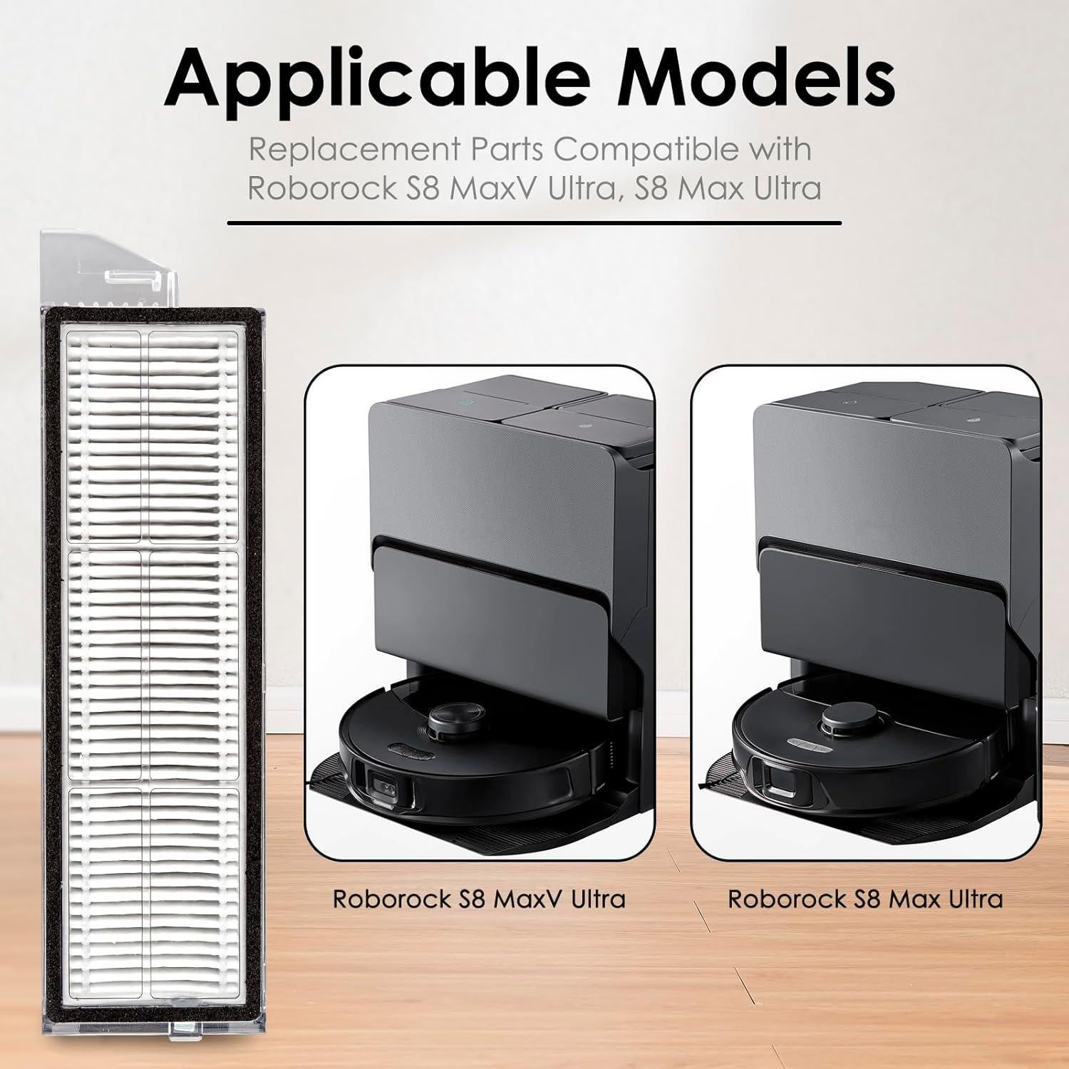 Filtros HEPA de Reemplazo LemonRunRun para Roborock S8 MaxV Ultra - 3 Piezas