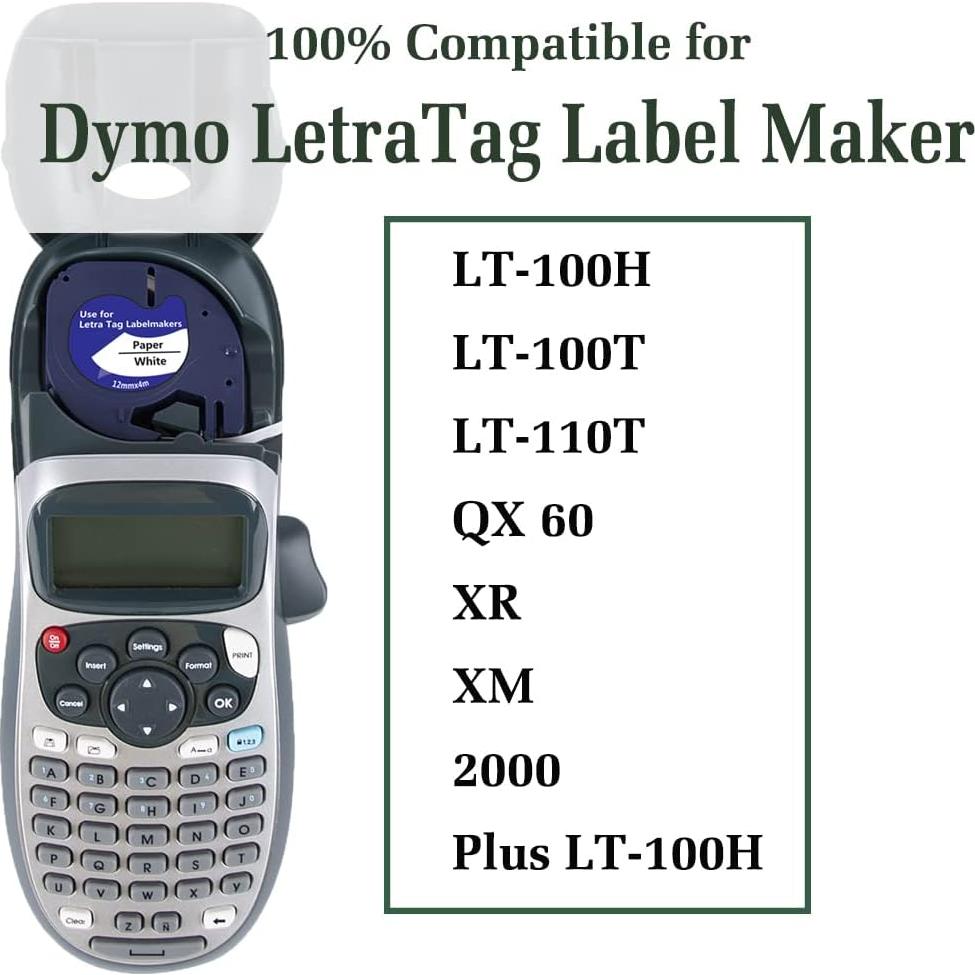 Recarga Cinta Etiquetadora Hehua 10PK 12mm x 4m Negro Blanco