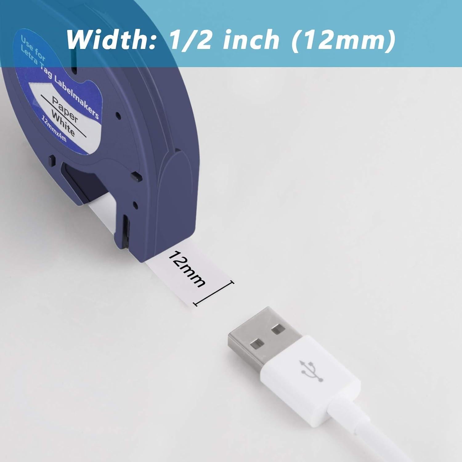 Recarga Cinta Etiquetadora Hehua 10PK 12mm x 4m Negro Blanco