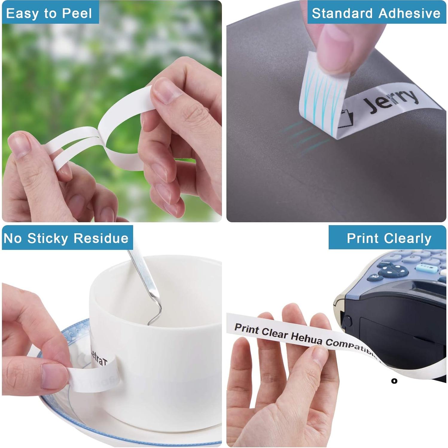 Recarga Cinta Etiquetadora Hehua 10PK 12mm x 4m Negro Blanco