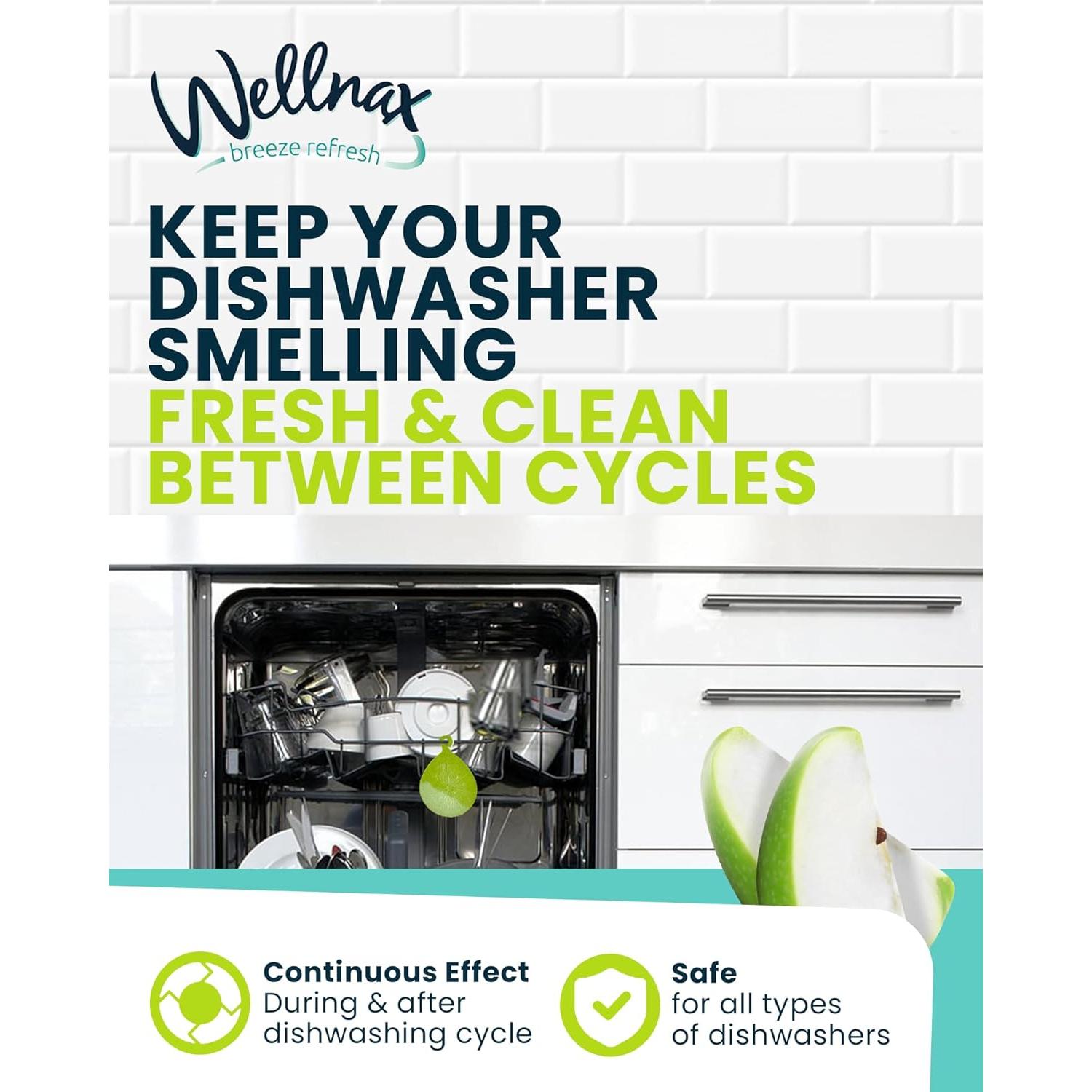 Ambientador de Lavavajillas Wellnax - Manzana Verde, 60 Usos