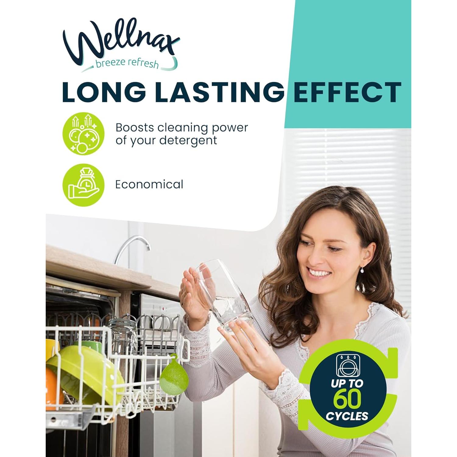 Ambientador de Lavavajillas Wellnax - Manzana Verde, 60 Usos