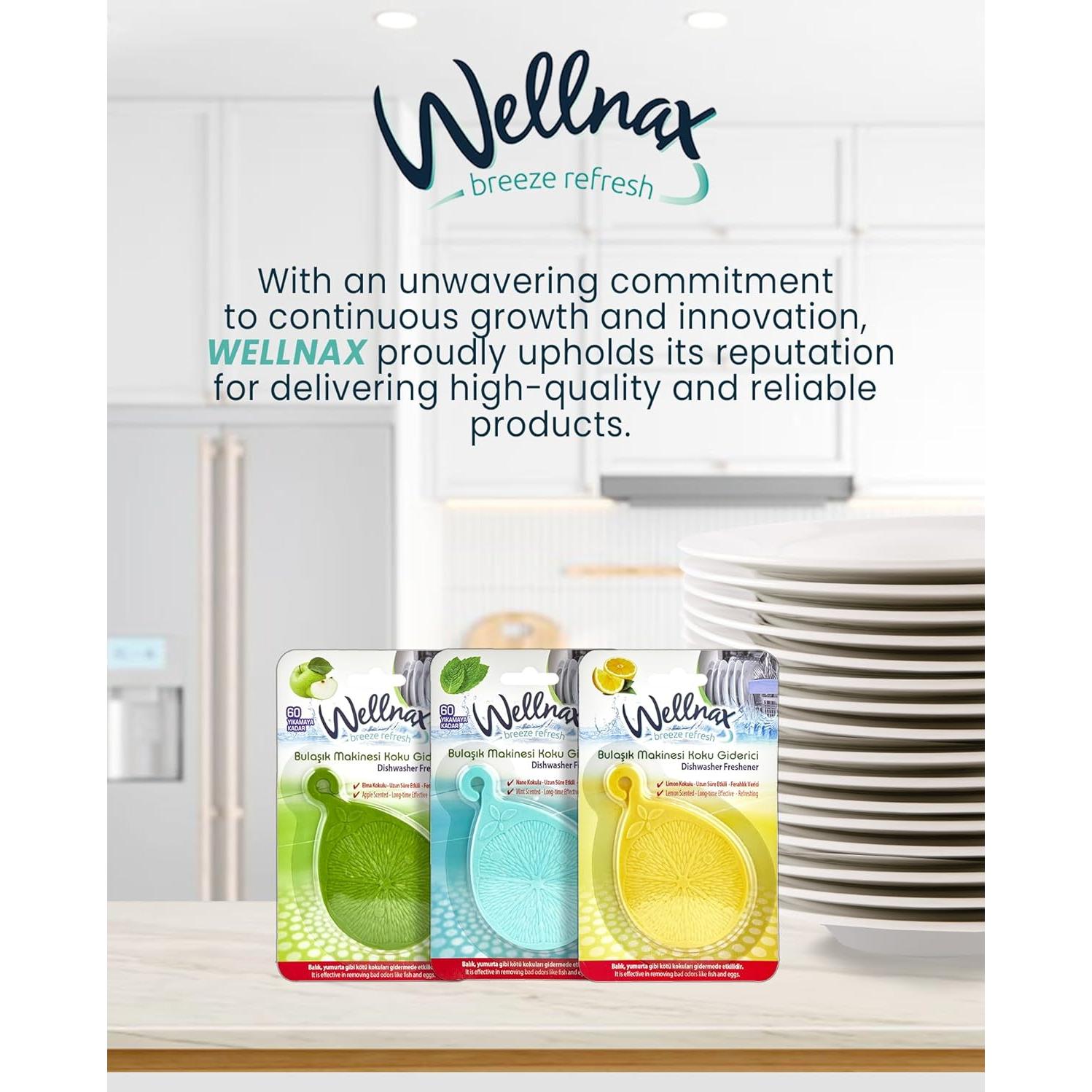 Ambientador de Lavavajillas Wellnax - Manzana Verde, 60 Usos