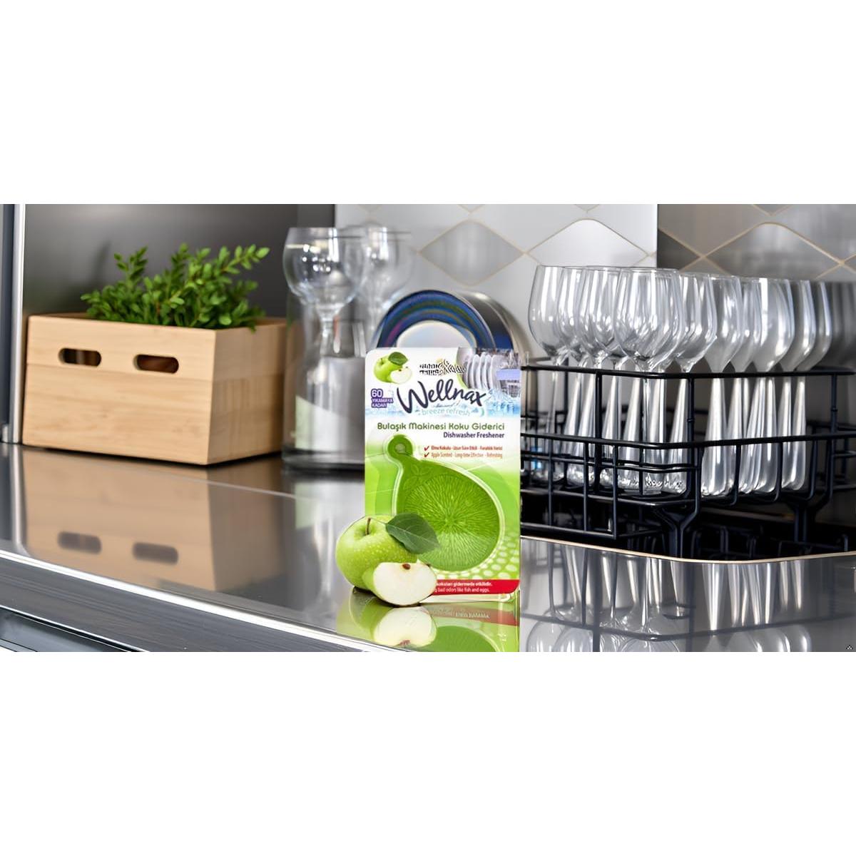 Ambientador de Lavavajillas Wellnax - Manzana Verde, 60 Usos