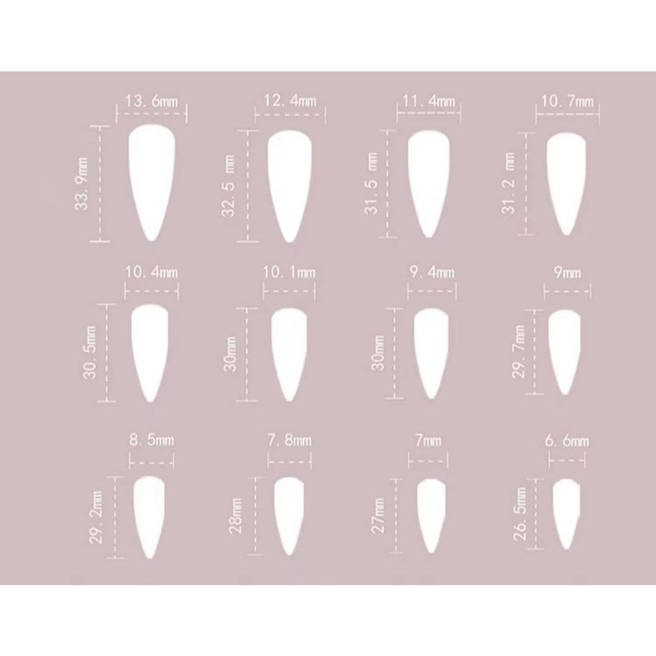 Uñas Postizas Largas Stiletto Rosa 24 Pcs con Diseño 3D