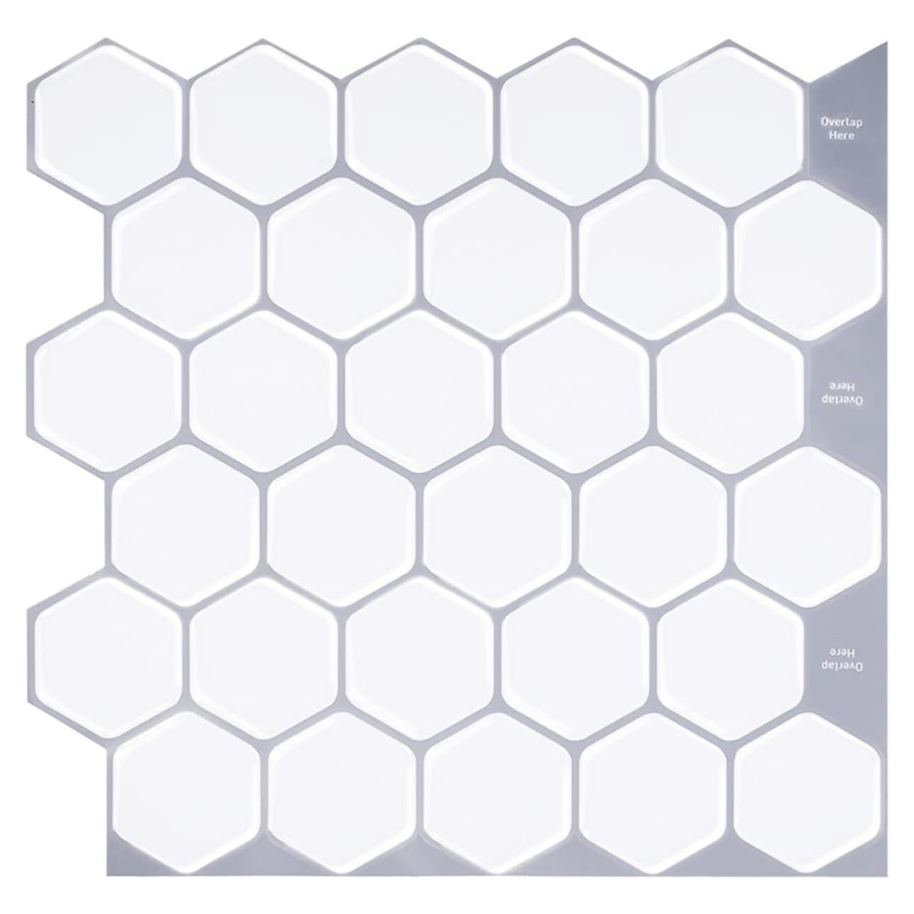 Azulejos Hexagonales 3D Autoadhesivos WalDecoo Blancos 0.93 m²