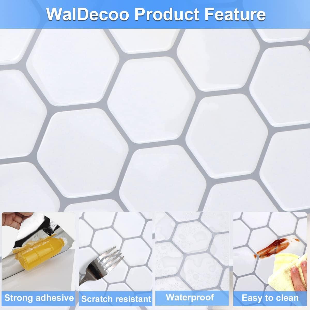 Azulejos Hexagonales 3D Autoadhesivos WalDecoo Blancos 0.93 m²