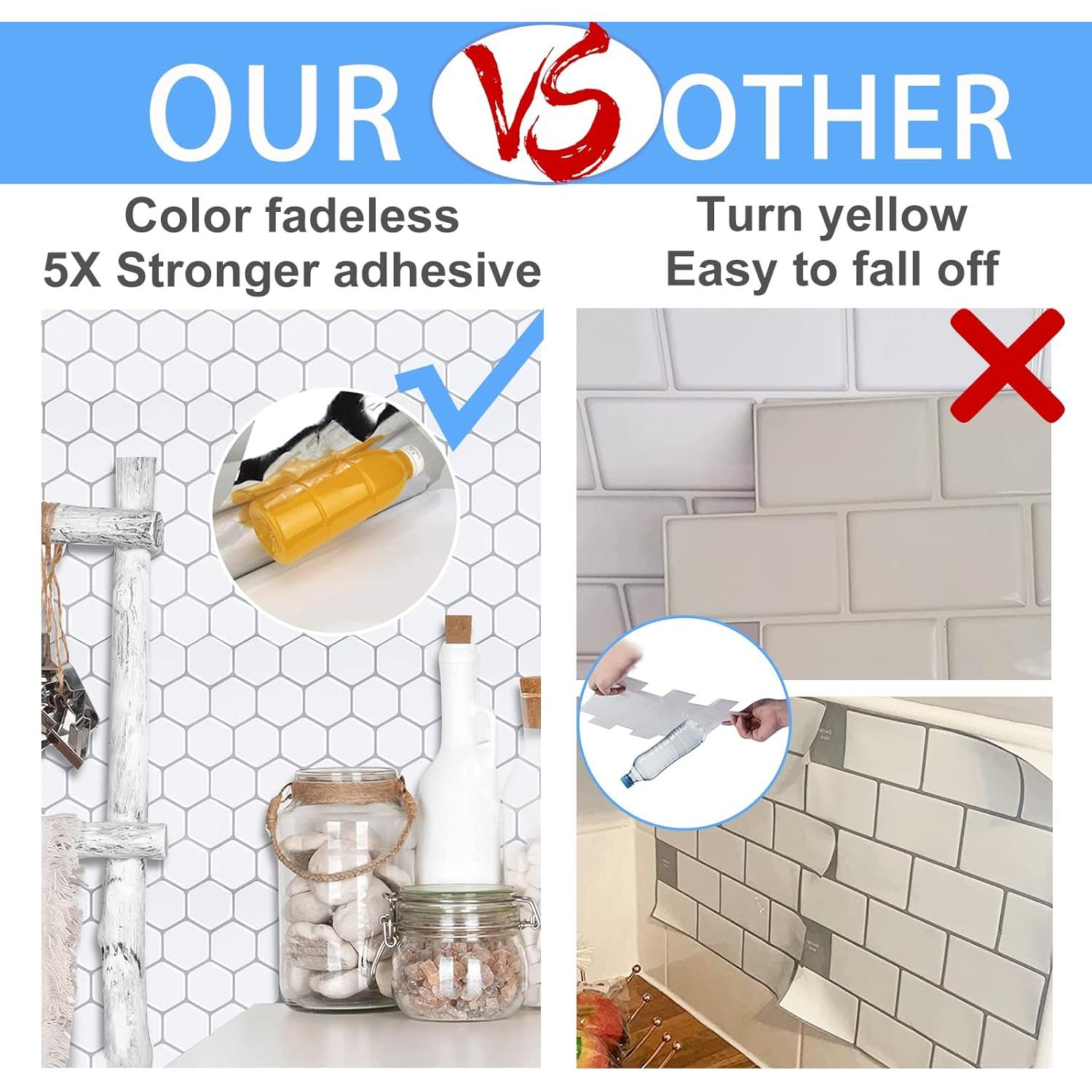 Azulejos Hexagonales 3D Autoadhesivos WalDecoo Blancos 0.93 m²