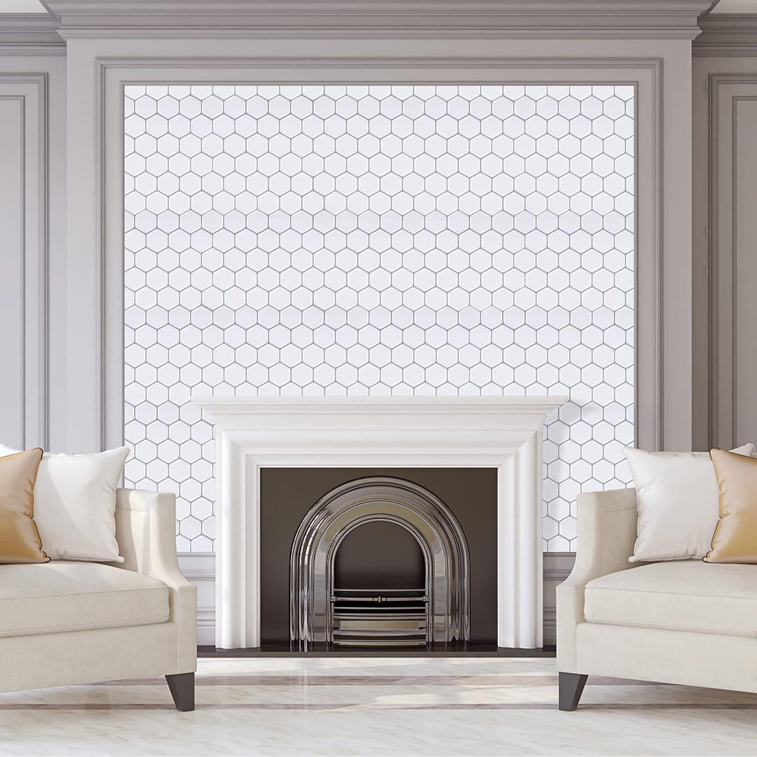 Azulejos Hexagonales 3D Autoadhesivos WalDecoo Blancos 0.93 m²