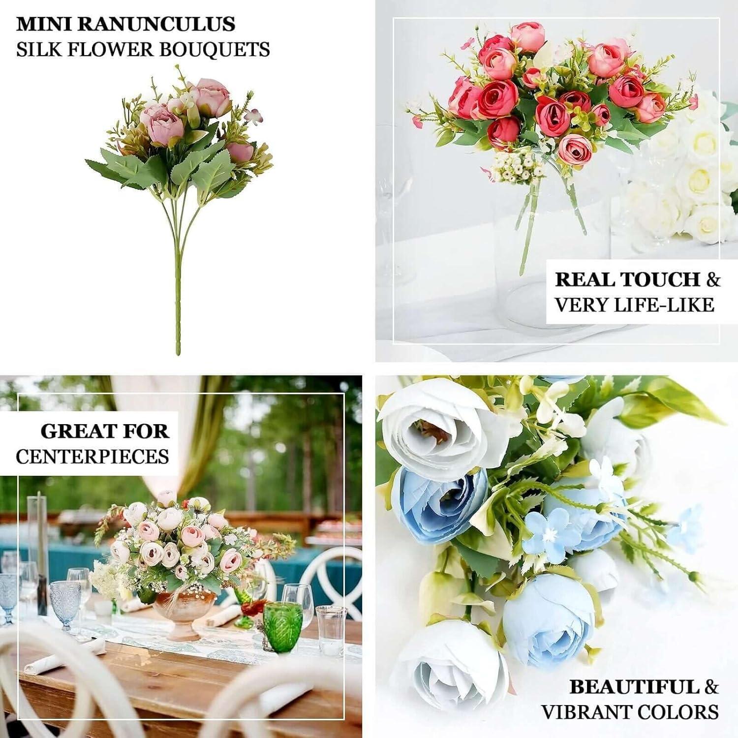 Ramo Floral Artificial Efavormart 4 Pack Ranunculus Marfil 30 cm