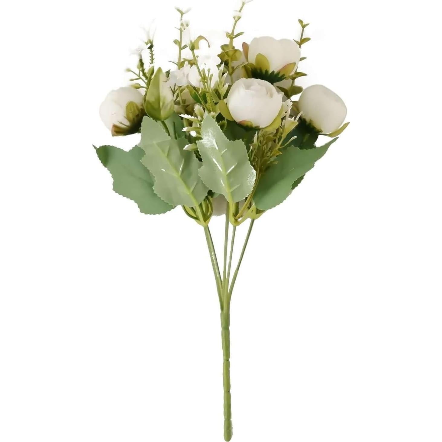 Ramo Floral Artificial Efavormart 4 Pack Ranunculus Marfil 30 cm