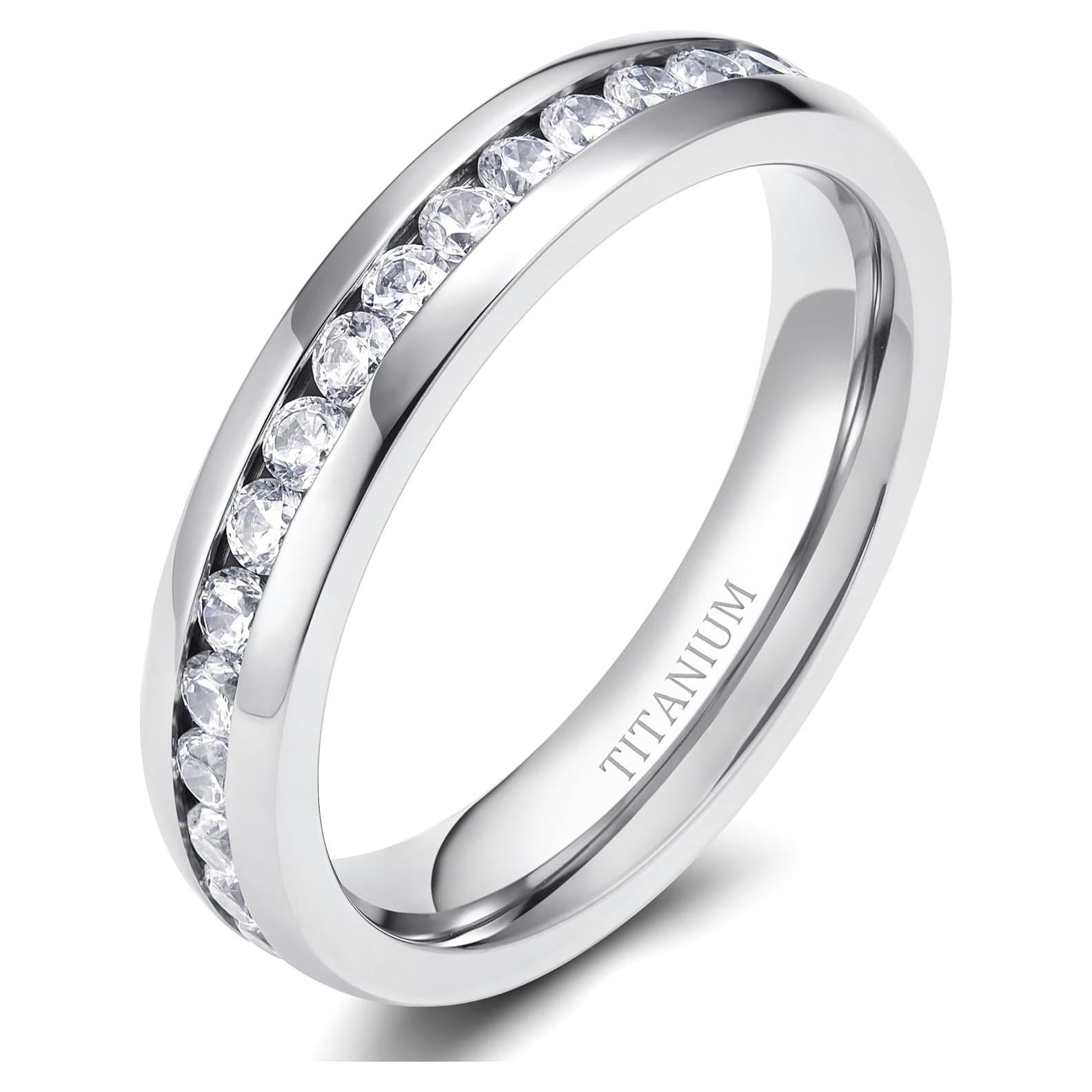 Anillo de Titanio TIGRADE 4mm 5mm 6mm con Circonita Cubica