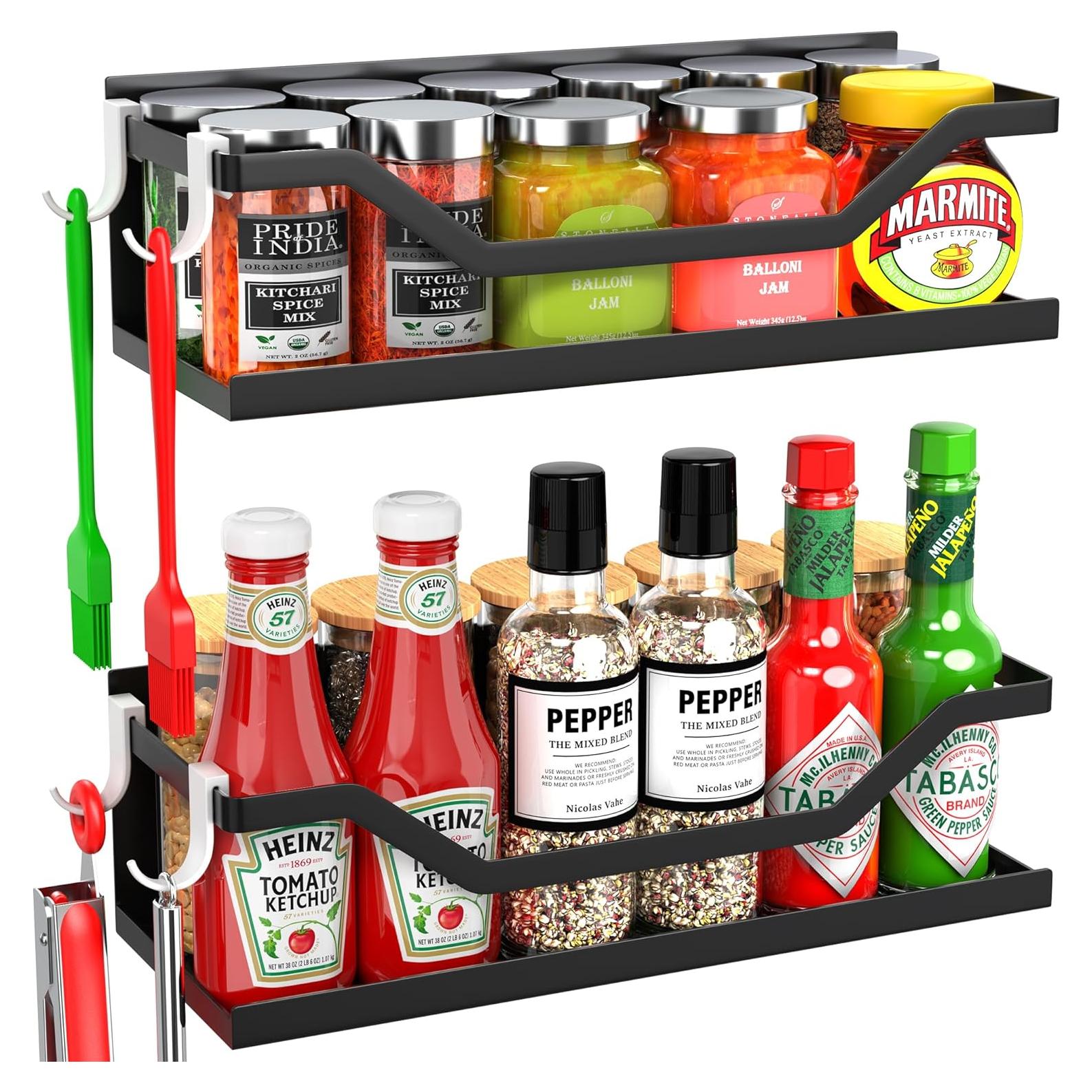 Estante Magnético VG1M para Especias y Condimentos Negro - 2 Piezas