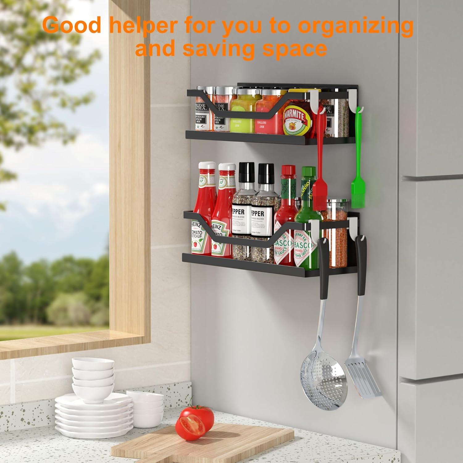 Estante Magnético VG1M para Especias y Condimentos Negro - 2 Piezas