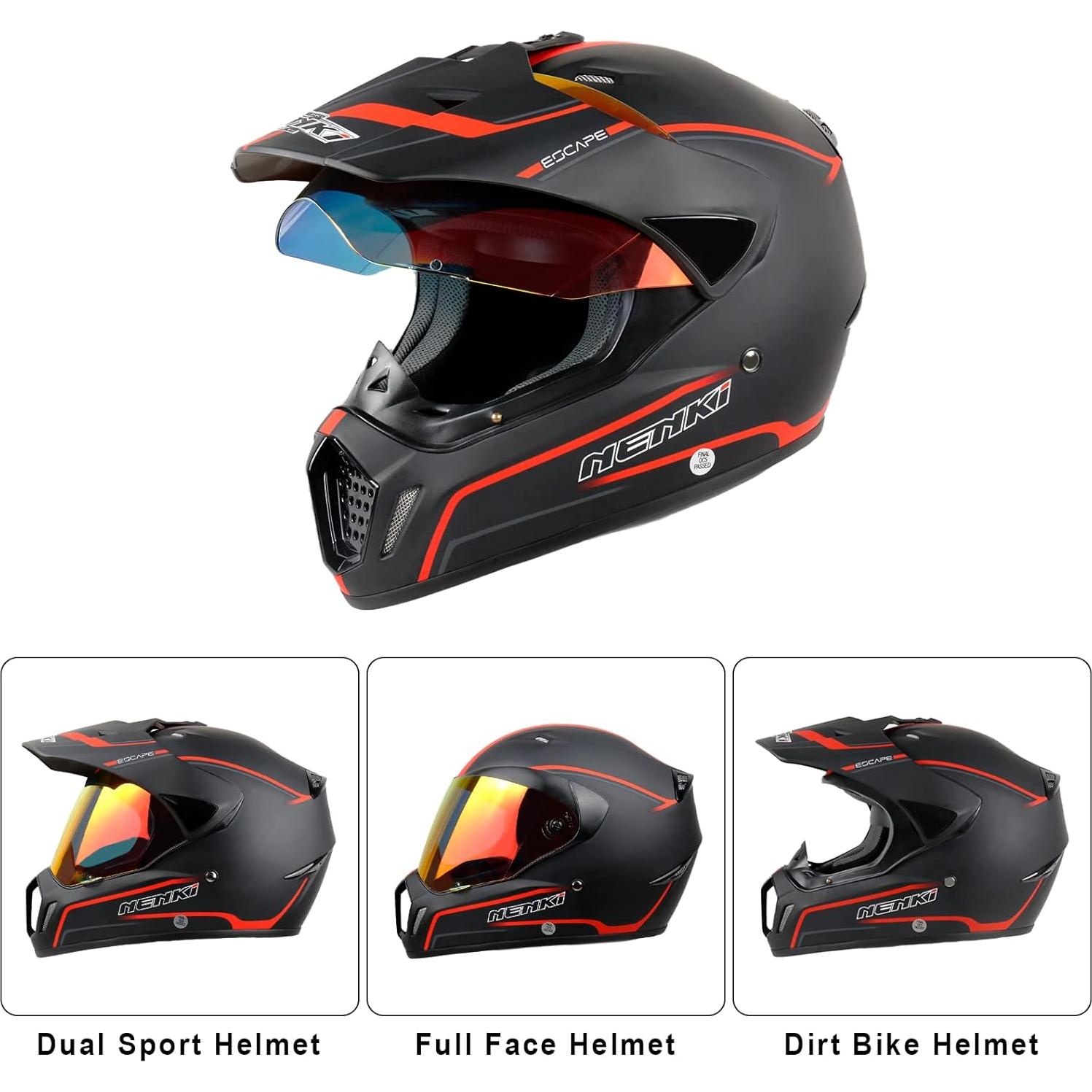 Casco de Motocross NENKI NK 310 Doble Deporte Mediano Rojo