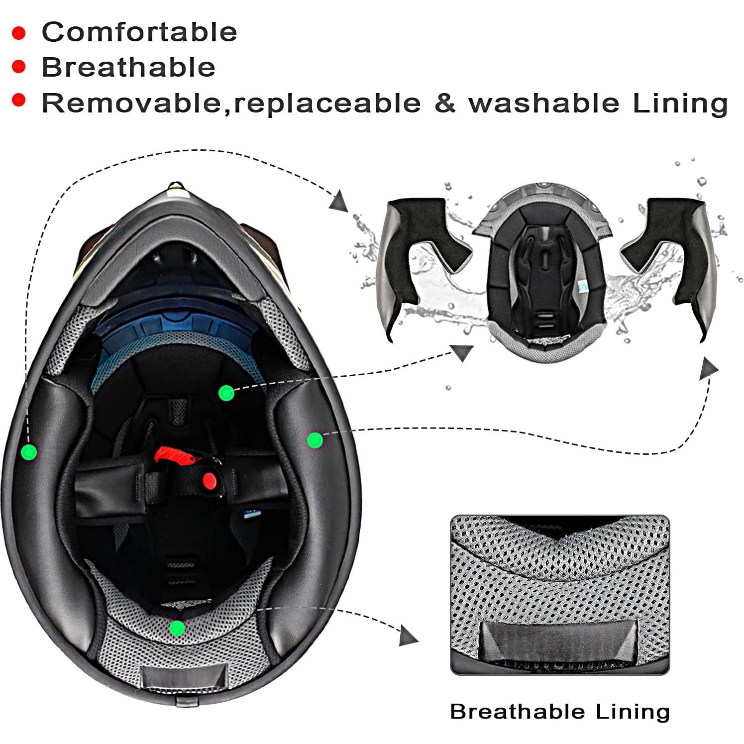 Casco de Motocross NENKI NK 310 Doble Deporte Mediano Rojo