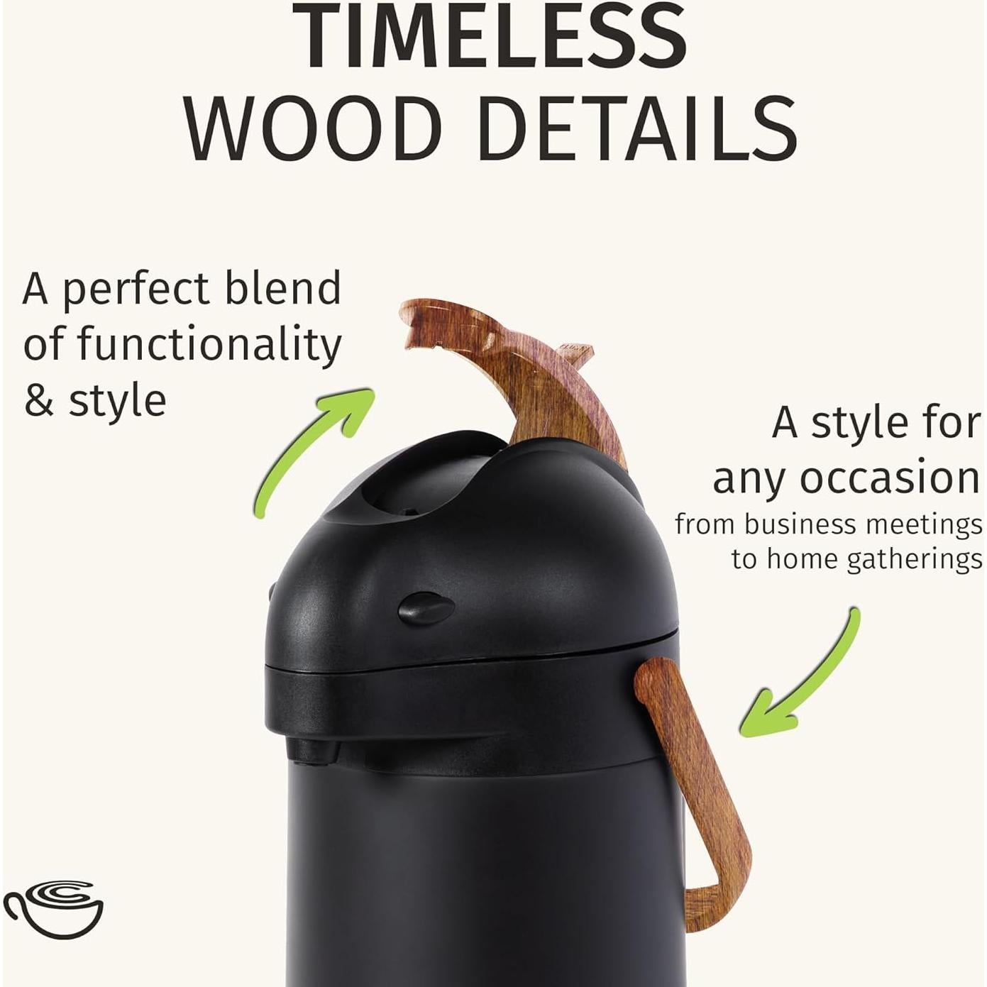 Jarra Térmica Cresimo Airpot 3020ml Acero Inoxidable Negro