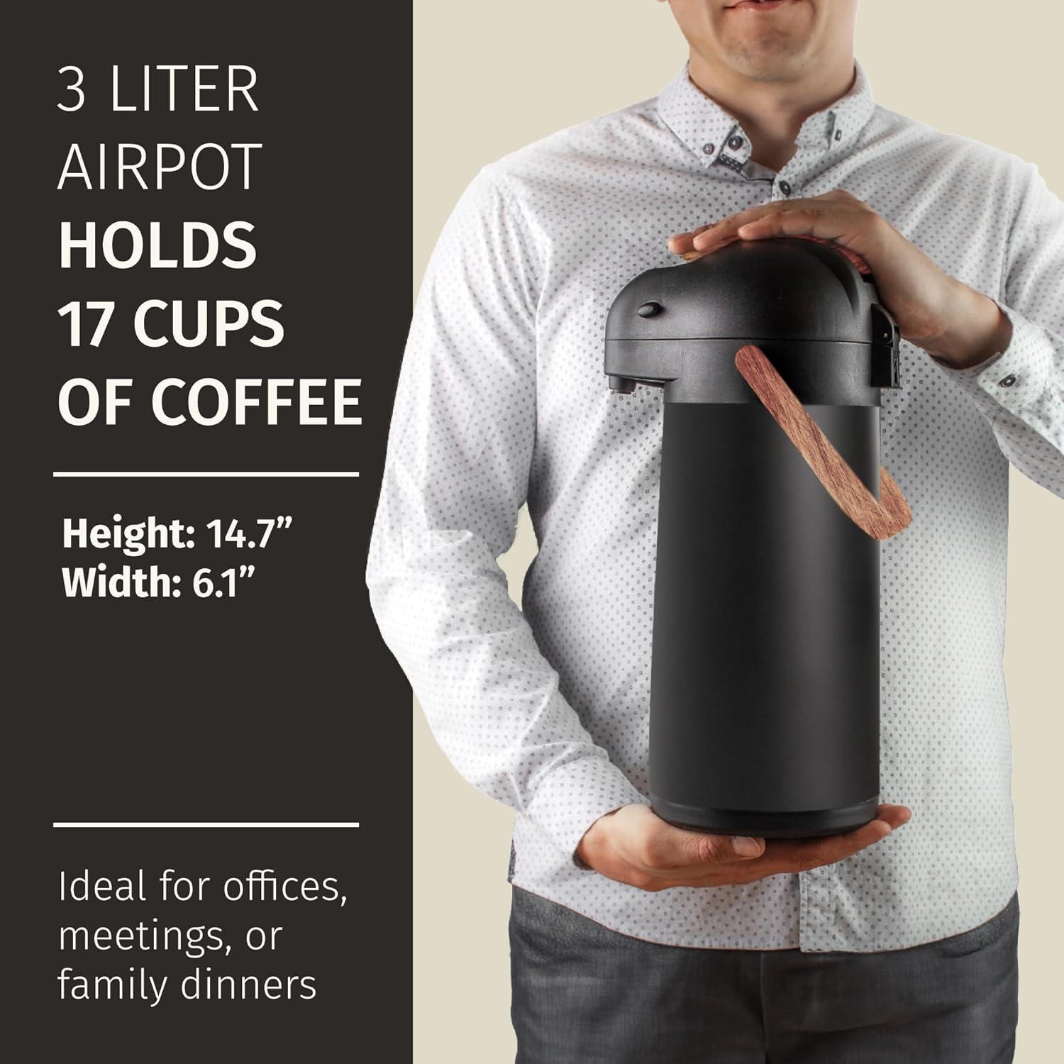 Jarra Térmica Cresimo Airpot 3020ml Acero Inoxidable Negro