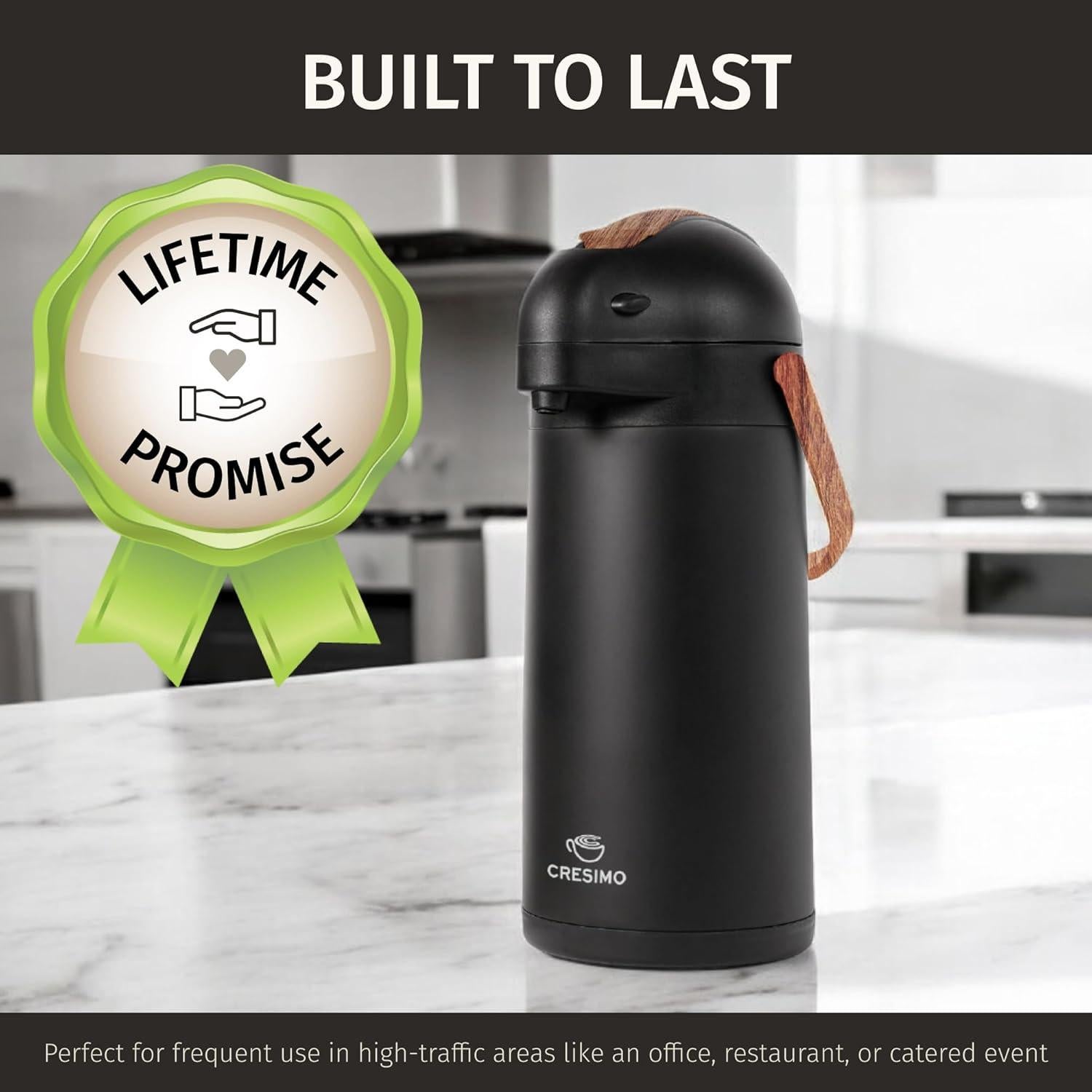 Jarra Térmica Cresimo Airpot 3020ml Acero Inoxidable Negro