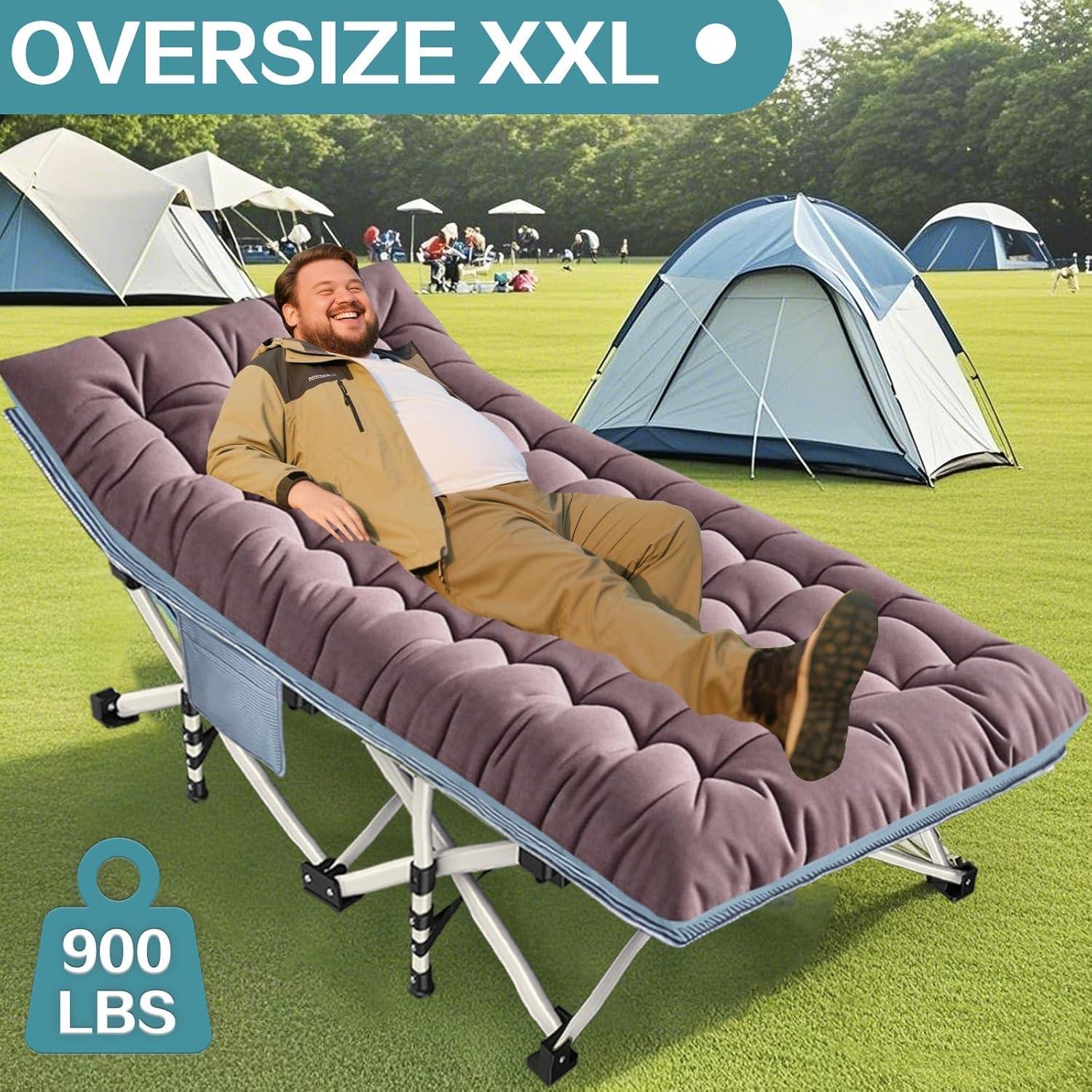 Cama de Camping Oversize XXL WUENLux con Colchón 200x81cm