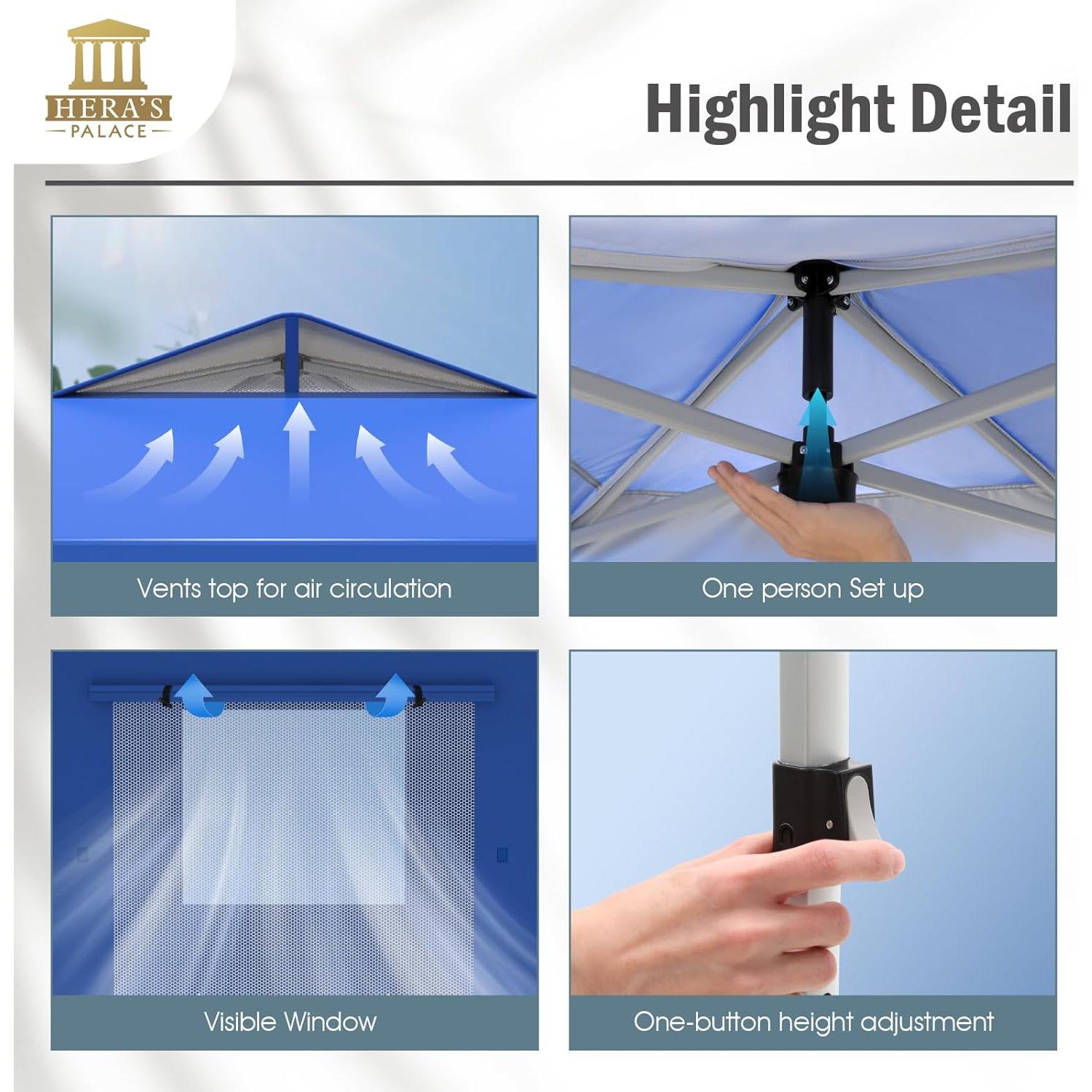 Carpa Plegable PALACIO DE HERA 3x3m Impermeable con Ventanas