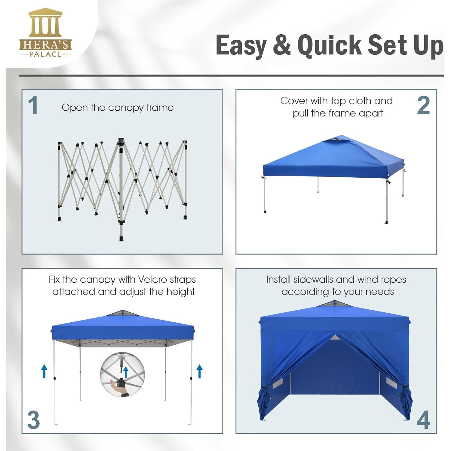 Carpa Plegable PALACIO DE HERA 3x3m Impermeable con Ventanas