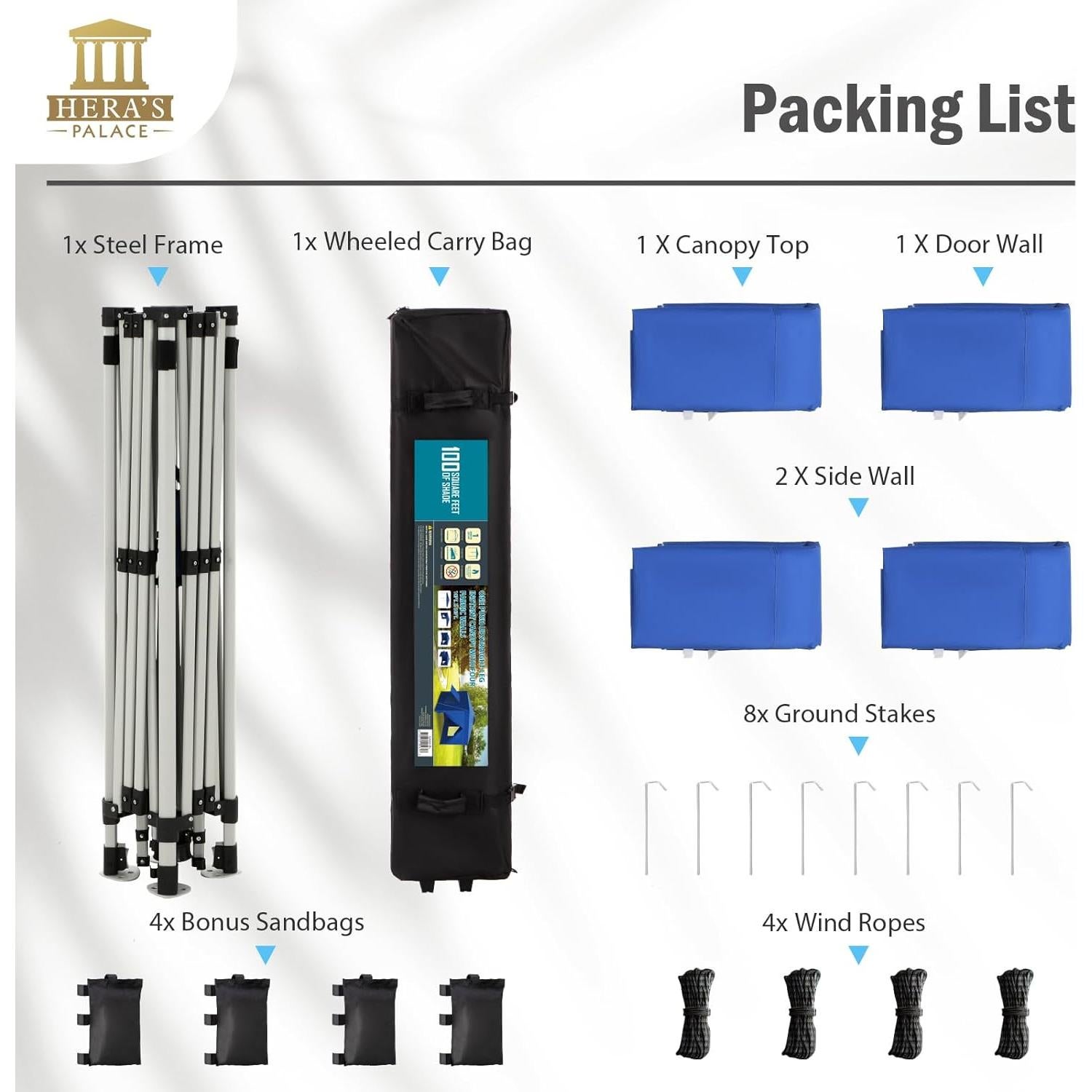 Carpa Plegable PALACIO DE HERA 3x3m Impermeable con Ventanas