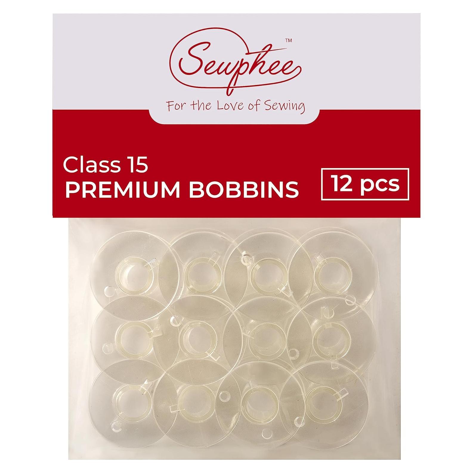 12pcs Premium Class 15 Bobbins – Fits Janome HD3000, Brother, Elna & Kenmore - Compatible with Janome Sewing Machine Accessories, Plastic Bobbins for Sewing Machine, Supplies for Quilters & Hobbyists