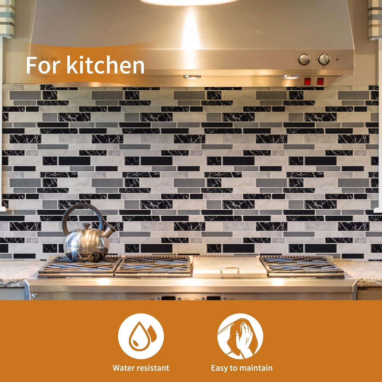 Azulejo autoadhesivo WOWSTAR 10 hojas 30.48x30.48cm mármol negro