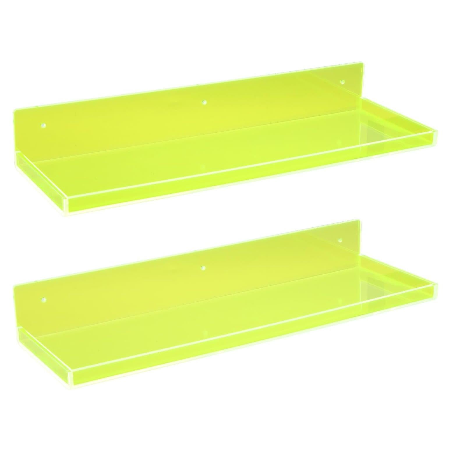 Estantes Flotantes Acrílicos HappyDino 42x14 cm Verde Neón - 2 Unidades