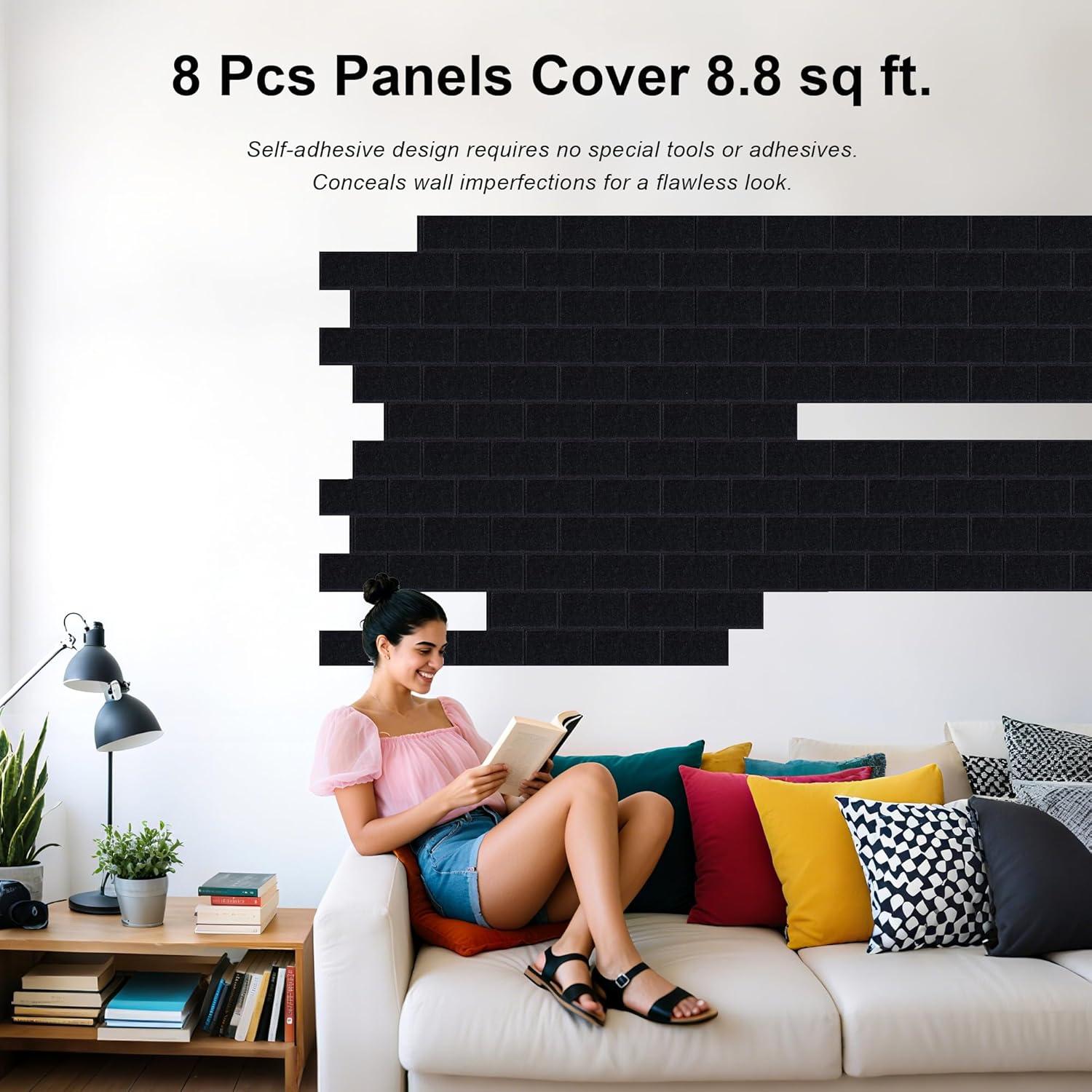 Paneles Acústicos WoveN SounD Ladrillo Negro 8 Piezas 40.6x30.5 cm