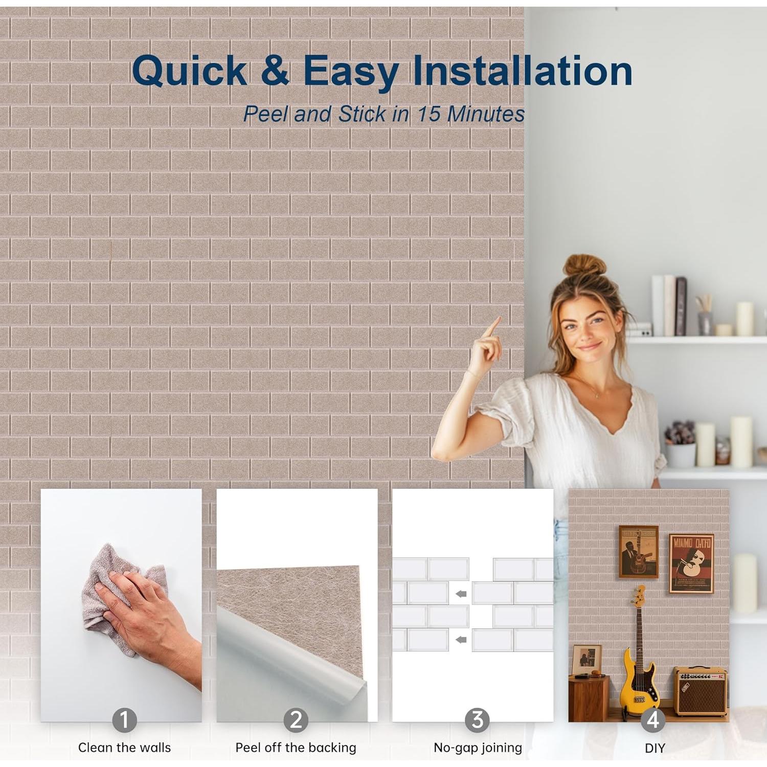 Paneles Acústicos WoveN SounD Ladrillo 40.6x30.5 cm - Paquete de 8