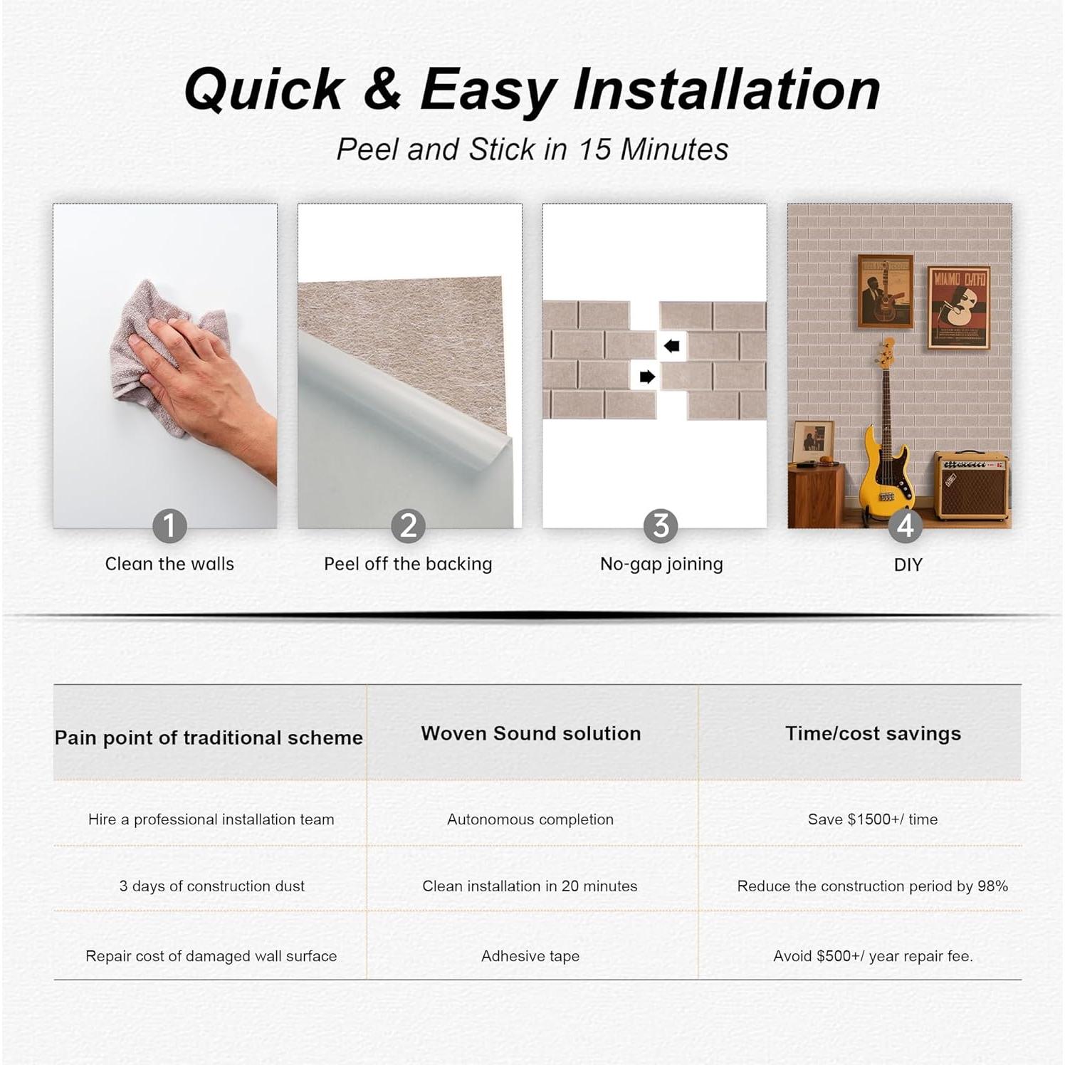 Paneles Acústicos WoveN SounD Ladrillo 40.6x30.5 cm - Paquete de 8