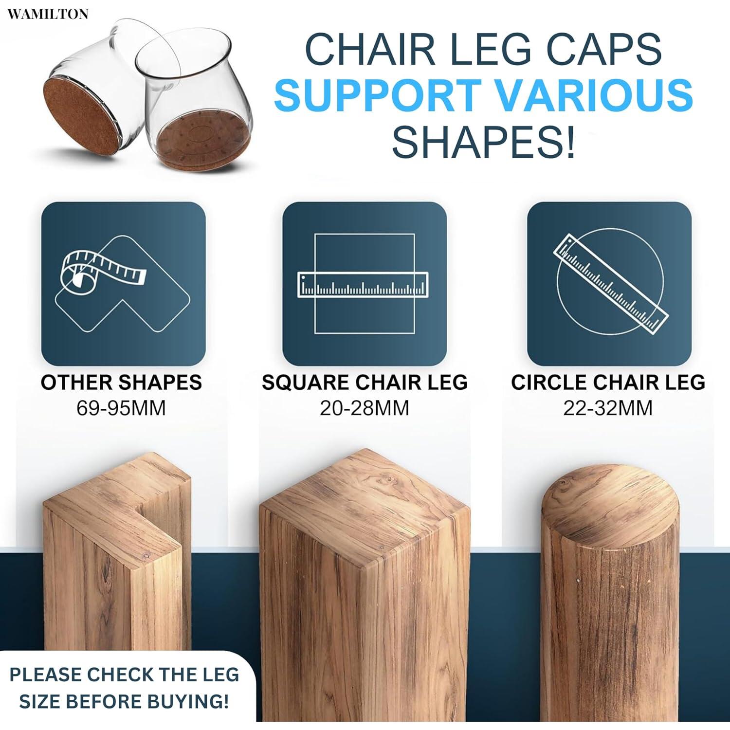 16 Protectores de Suelo para Patas de Silla Wamilton Silicona