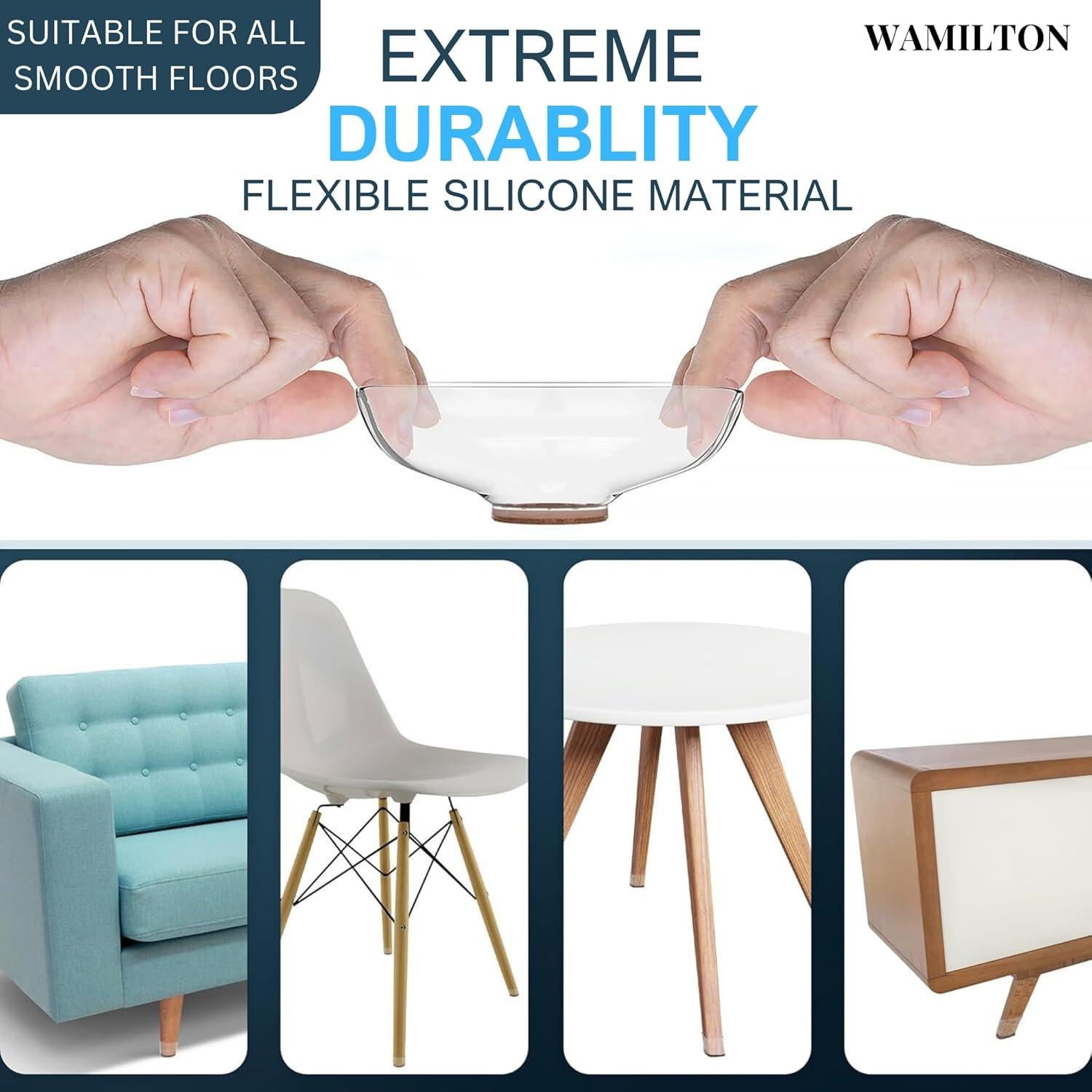 16 Protectores de Suelo para Patas de Silla Wamilton Silicona