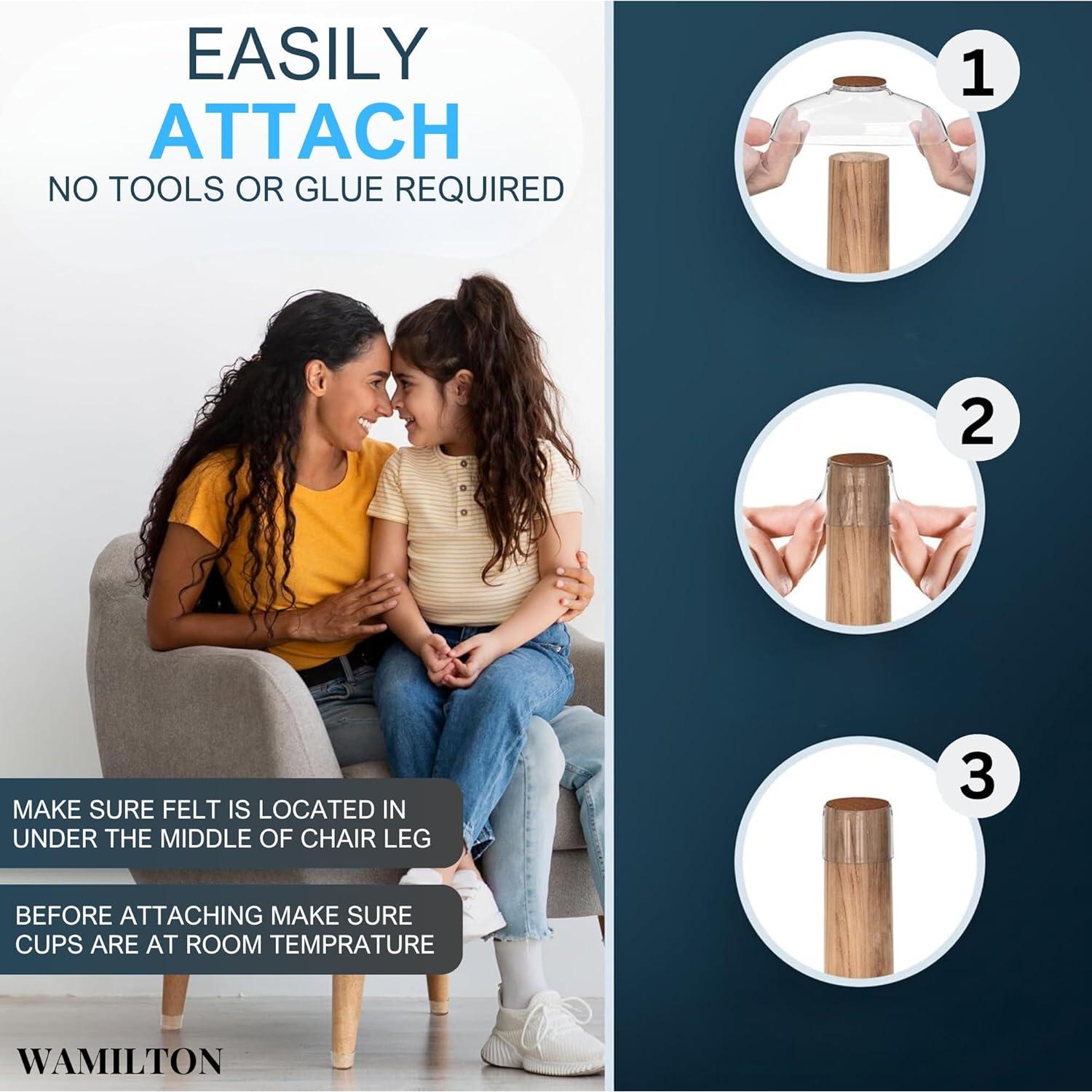 16 Protectores de Suelo para Patas de Silla Wamilton Silicona